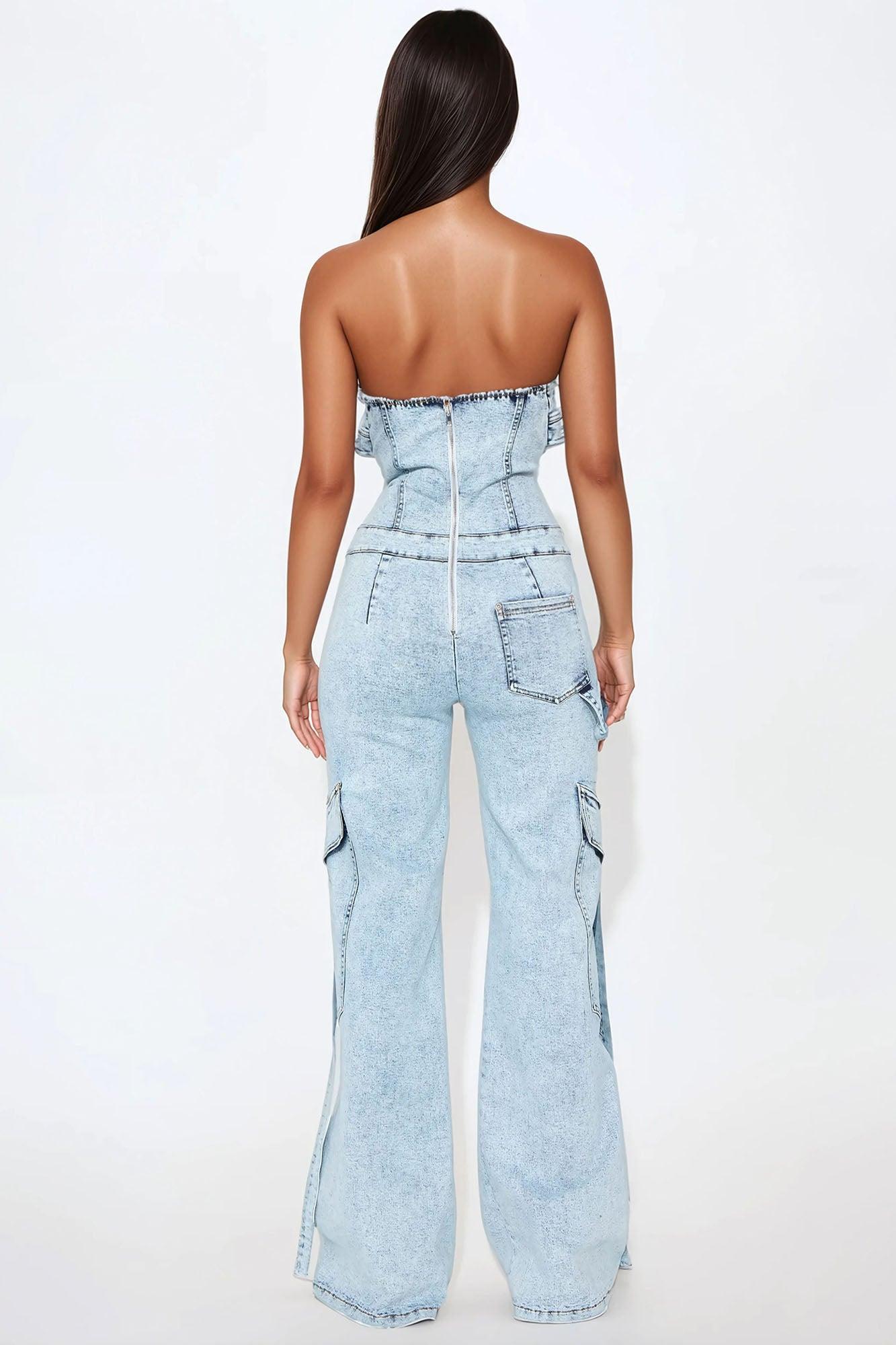 Ride With Me Denim Jumpsuit - Light Wash Product Image