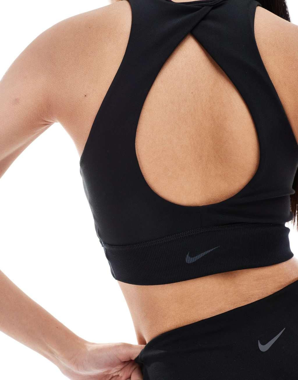Nike Training One wrapped light support sports bra in black Product Image