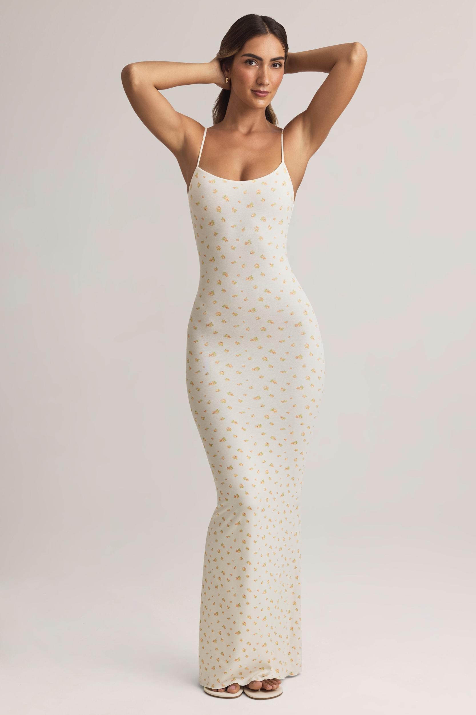 Modal Scoop-Neck Maxi Dress in Floral Print Product Image