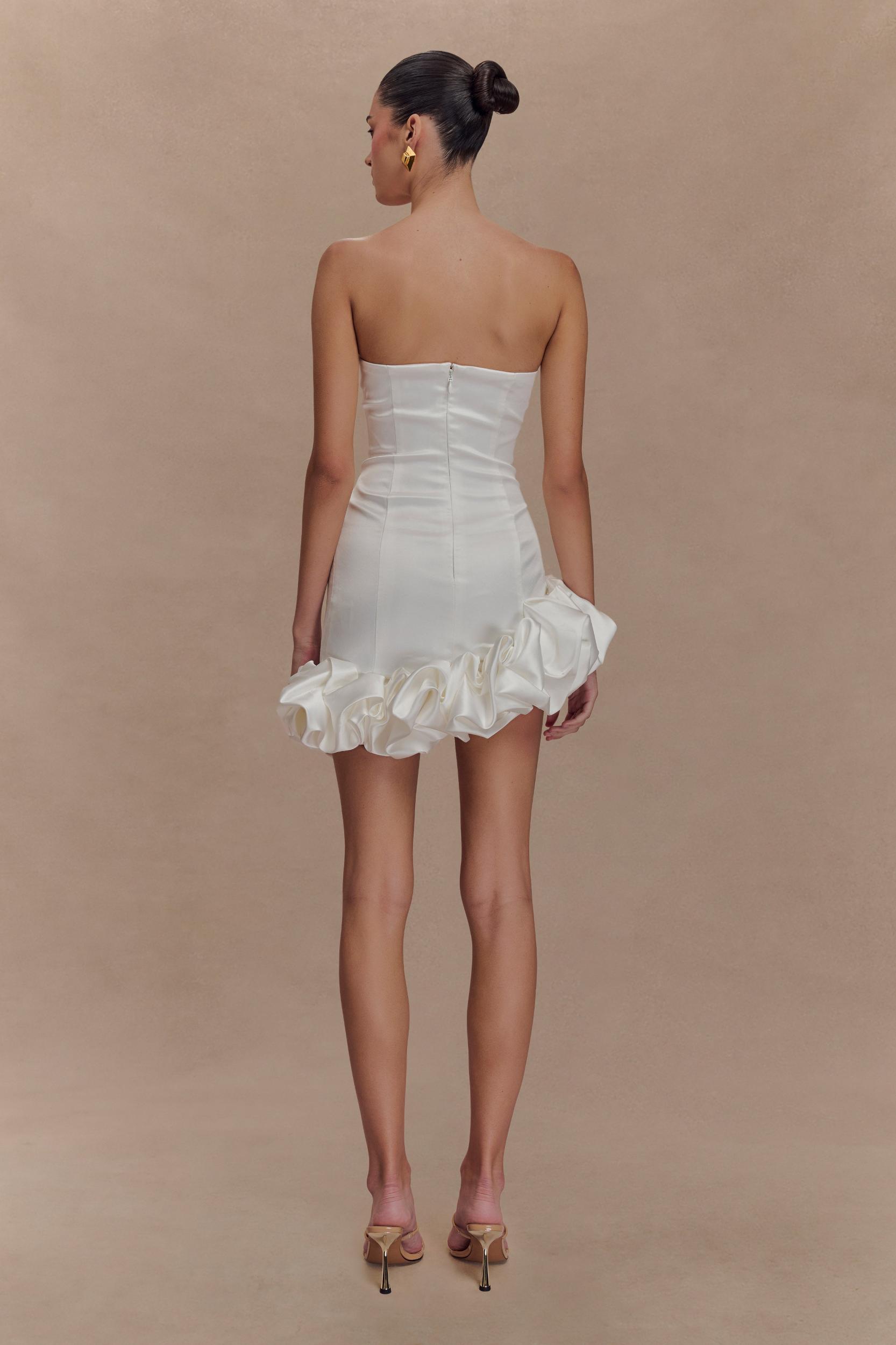 Alba Bubble Mini Dress - White Product Image