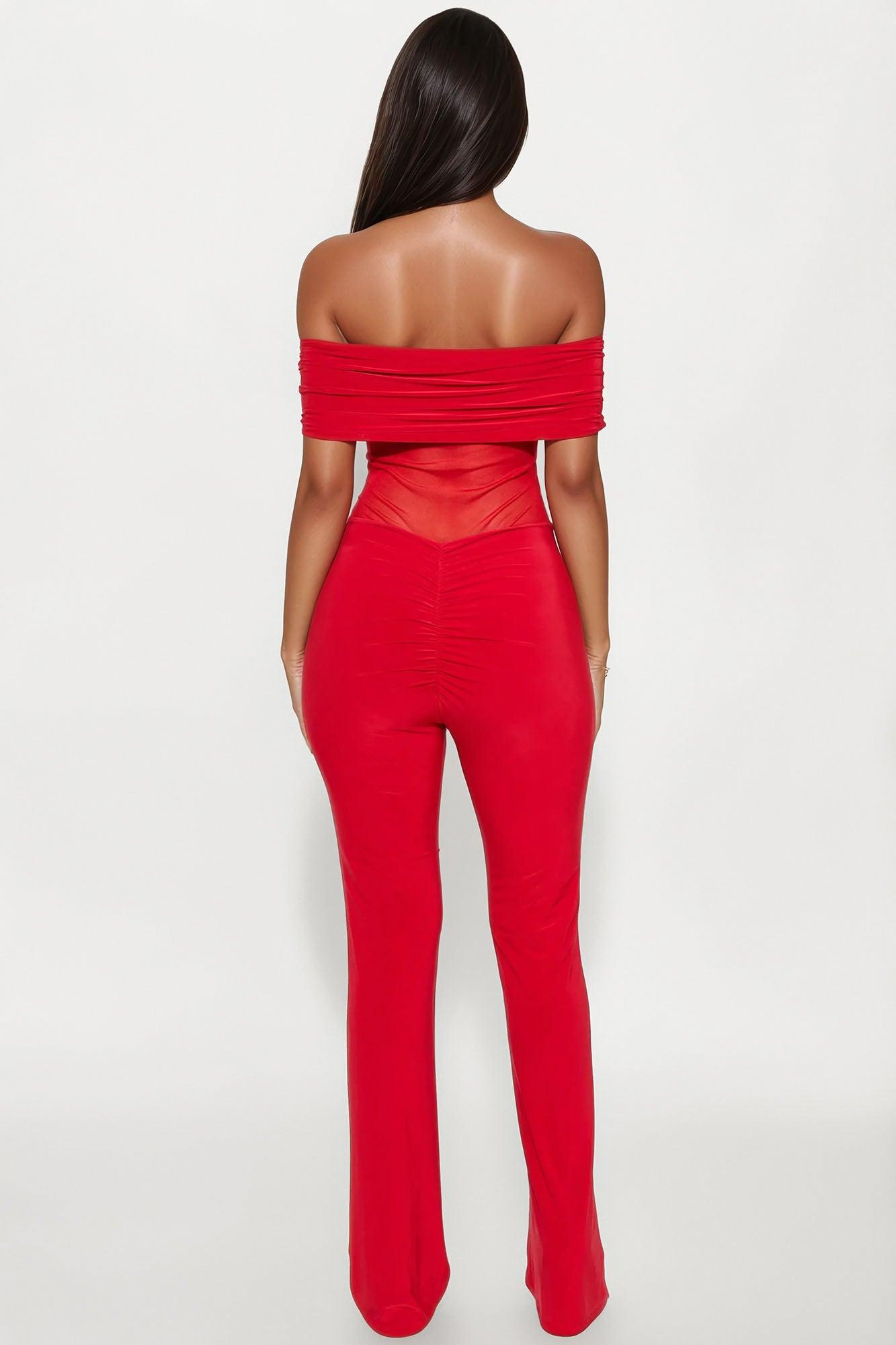 Call Me Mesh Jumpsuit - Red Product Image