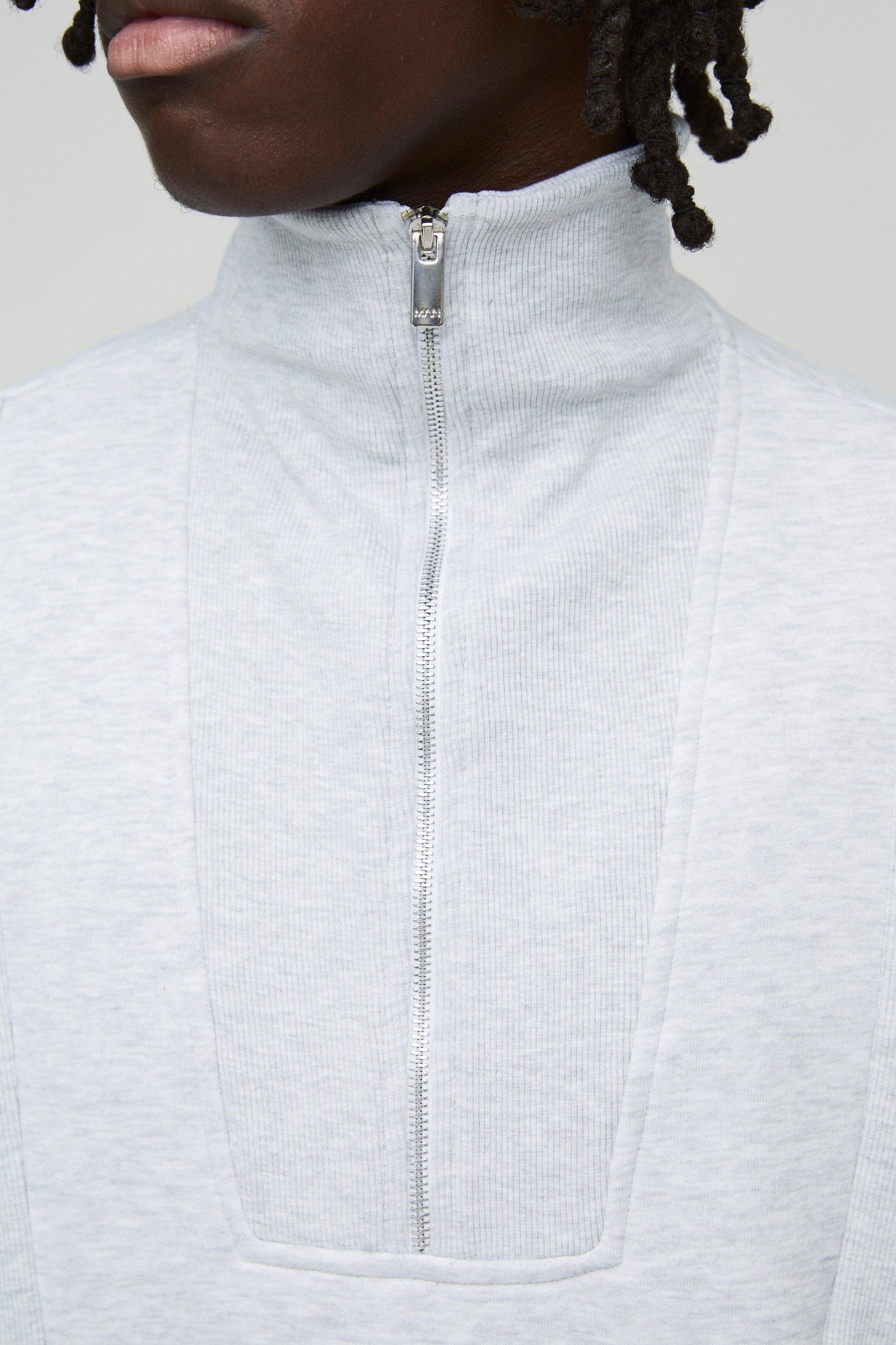 Oversized Rib Detail Funnel Neck Sweatshirt | boohooMAN USA Product Image