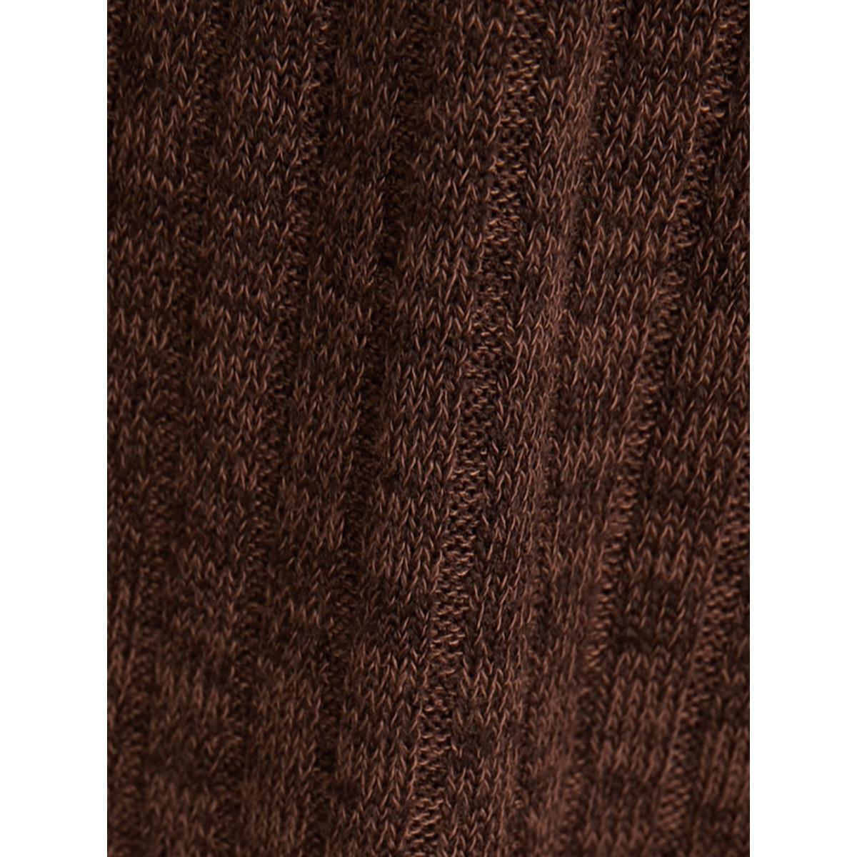 Plus Size Solid Pocket Rib Knit Ruffle Hem Dress Without Belt Aegean Women Leisure Non Round Neck Long Sleeve Curvy Midi Dress BloomChic 26/4X Product Image