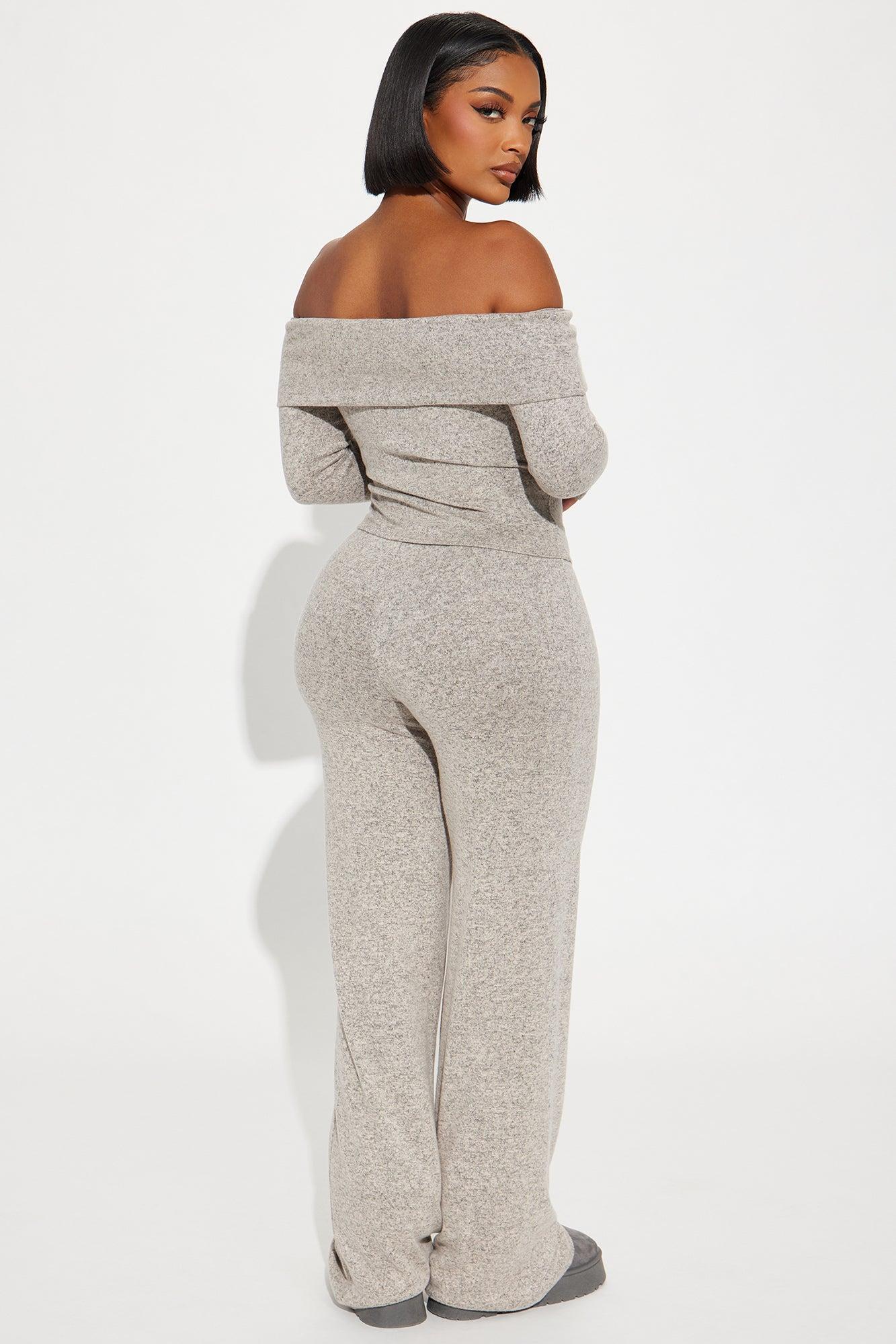 Bella Brushed Knit Pant Set - Oatmeal Product Image