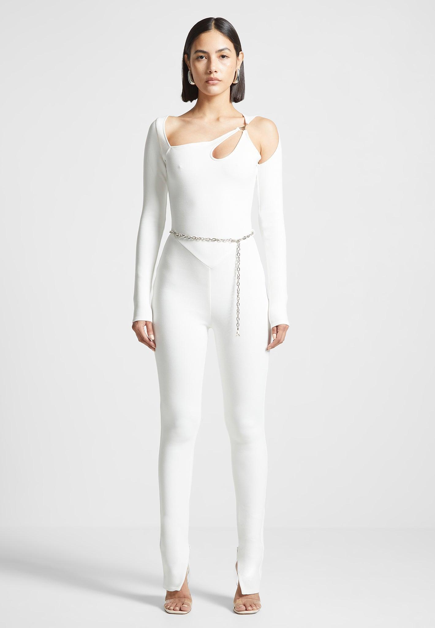 Eiffel Chain Detail Jumpsuit - Off White Female Product Image