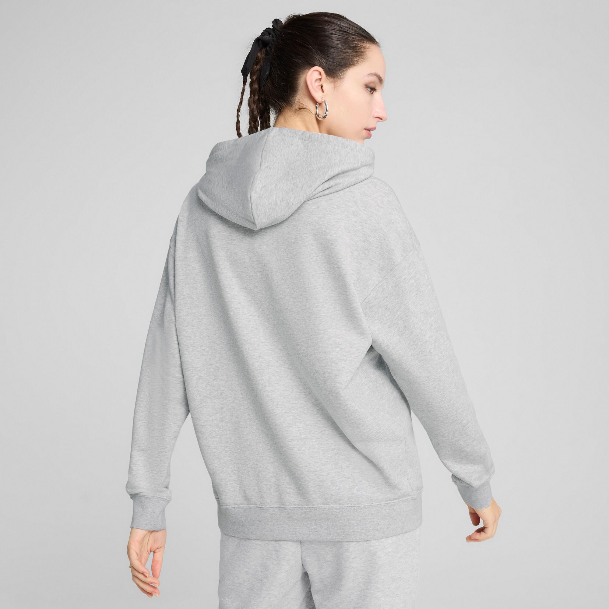 PUMA Essentials Women's Relaxed Hoodie in Light Grey Heather Product Image