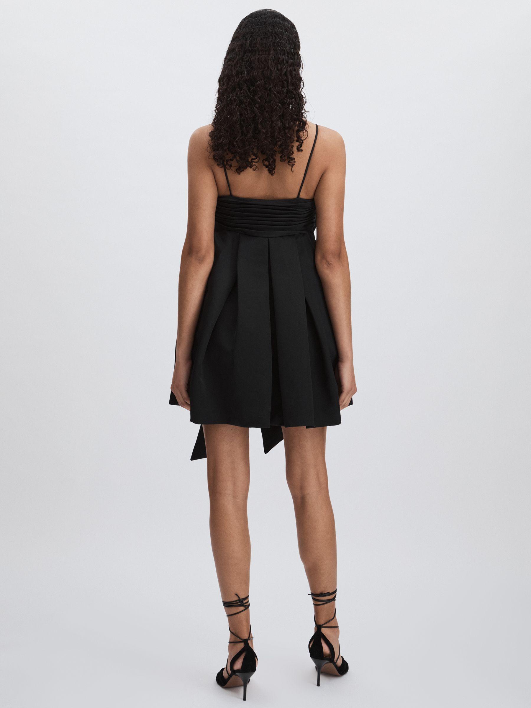 Amur Satin Babydoll Bow Dress in Black Product Image