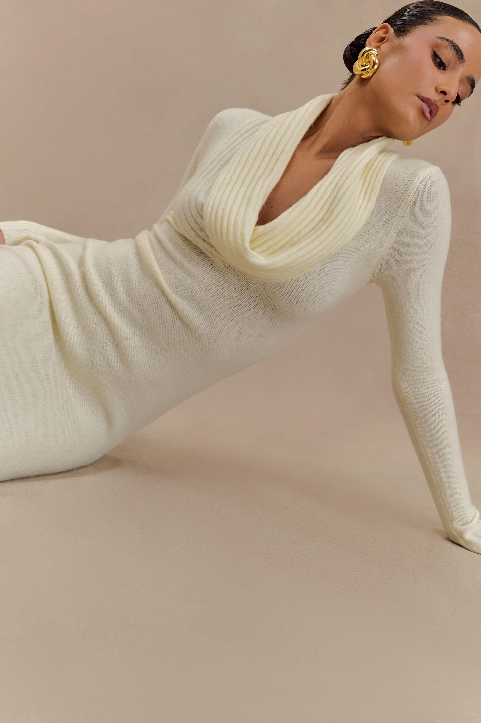 Alessandra Reversible Knit Maxi Dress - Ivory Marle Product Image