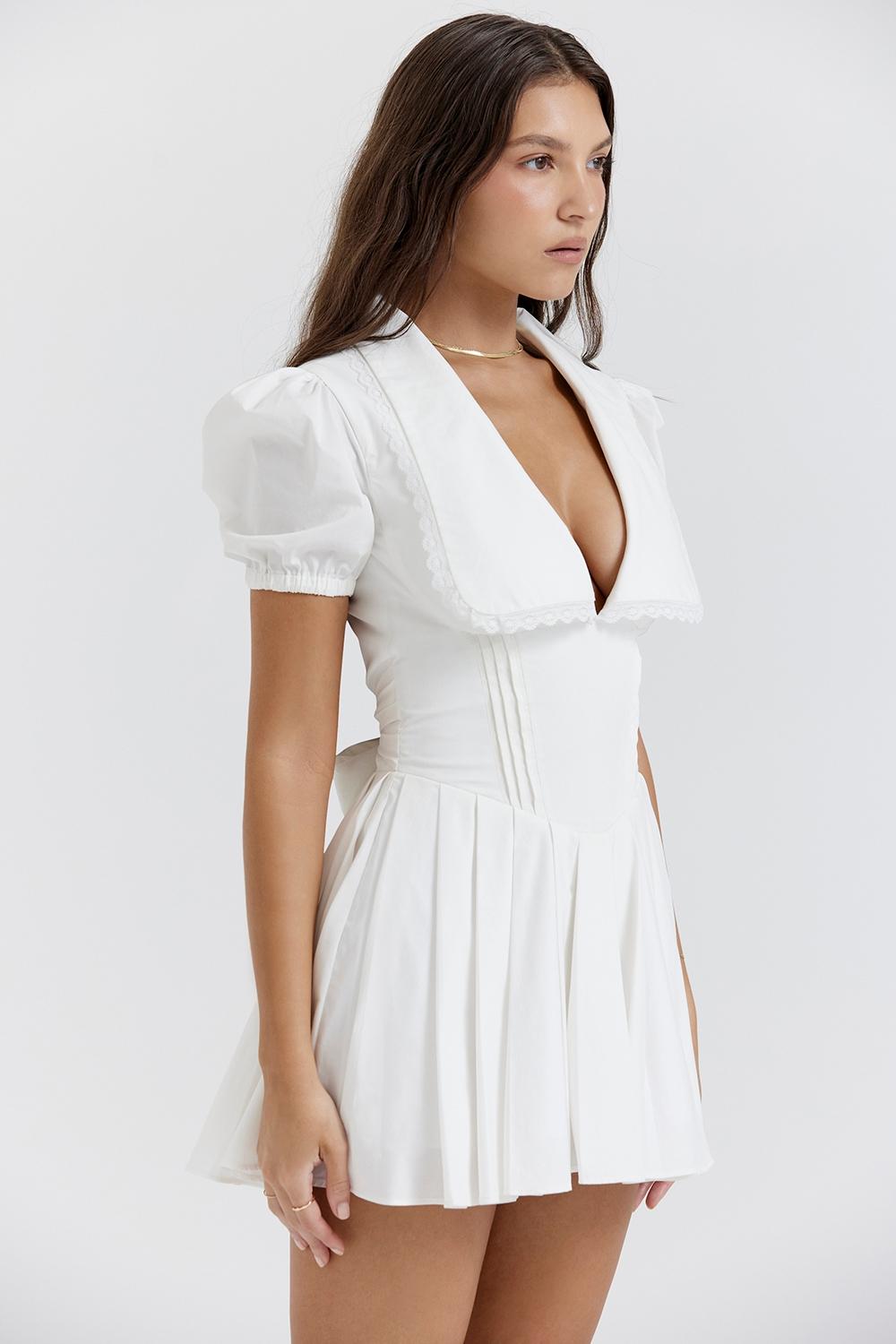 Piera  white pleated mini dress Product Image