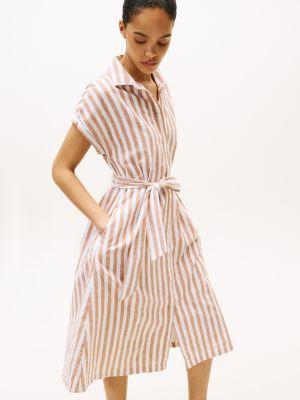 Stripe Linen-Cotton Blend Shirtdress Product Image