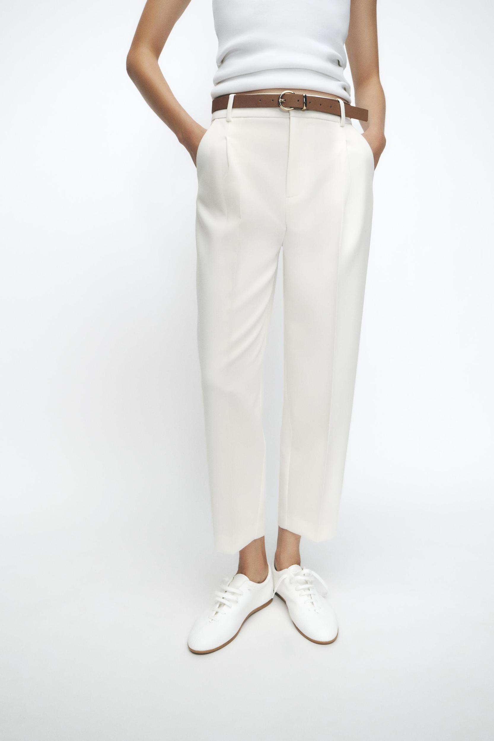 PLEATED BELTED PANTS Product Image
