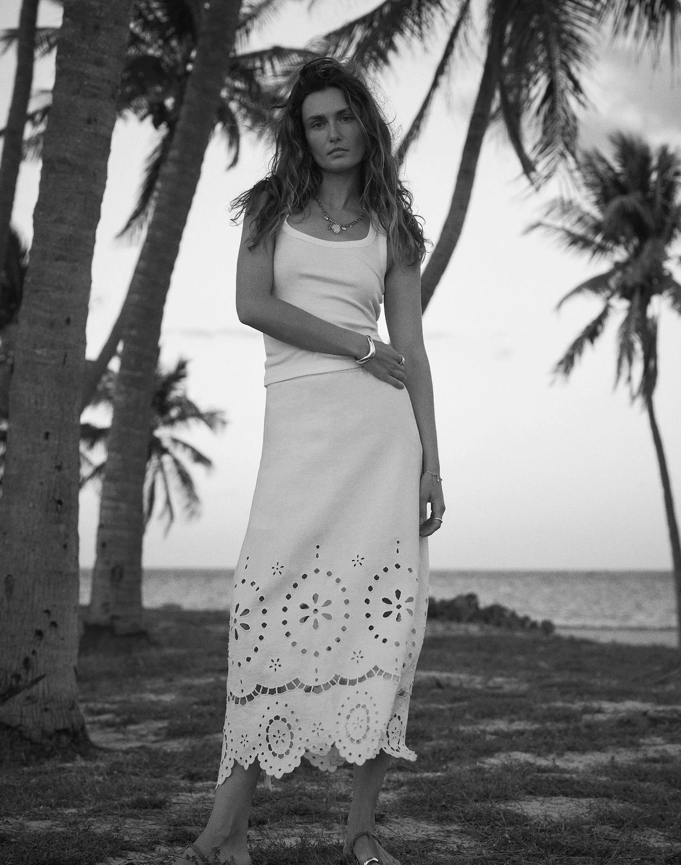Eyelet-Embroidered Maxi Skirt Product Image