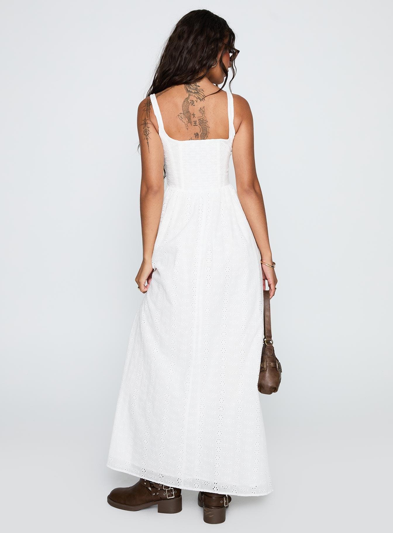 Cartmel Broderie Maxi Dress White Product Image