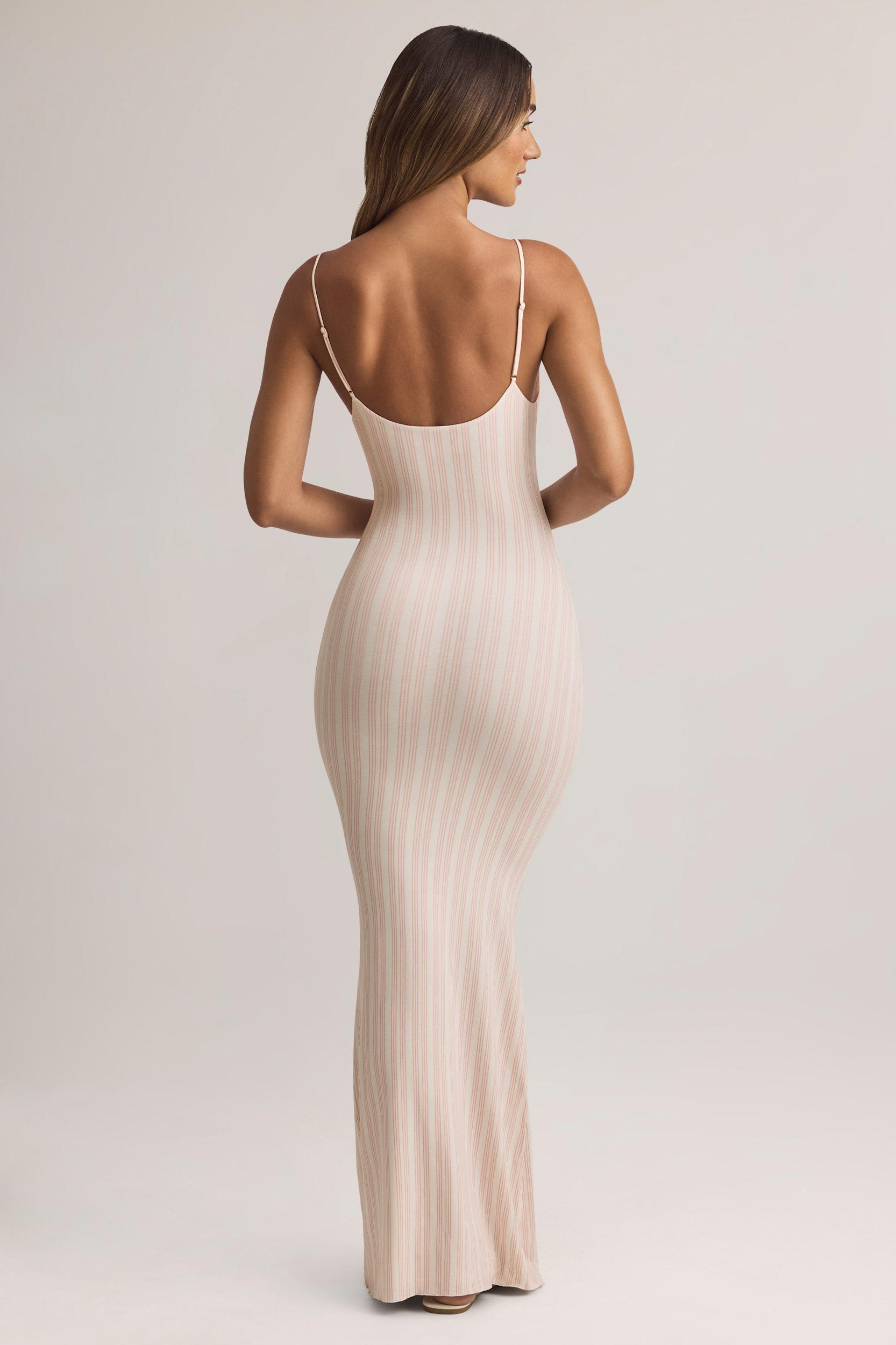 Modal Scoop-Neck Maxi Dress in Stripe Print Product Image