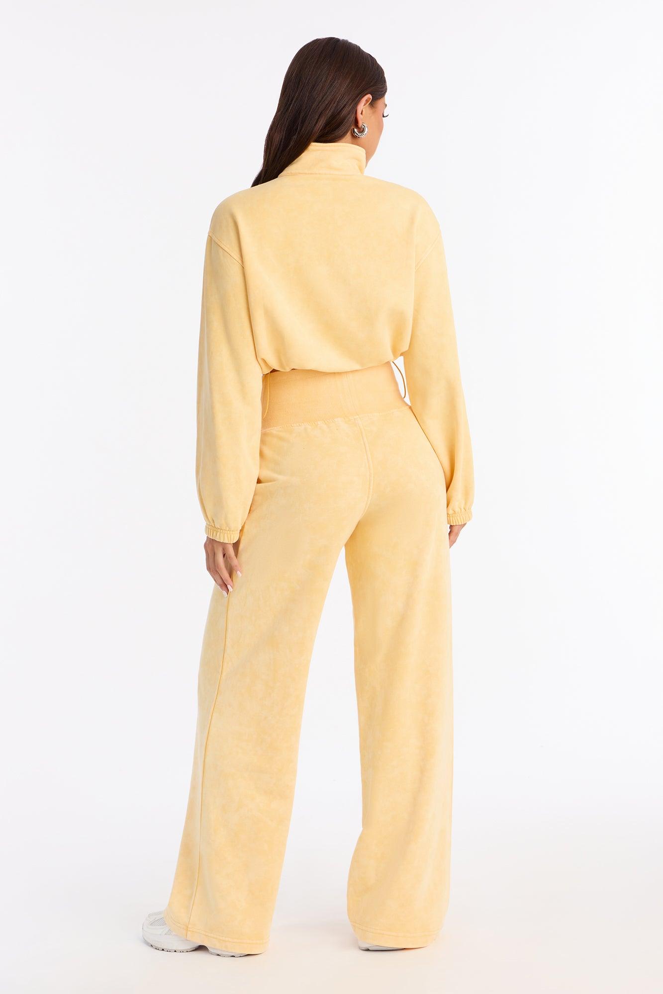 Lizel Washed Wide Leg Pant Set - Yellow Female Product Image