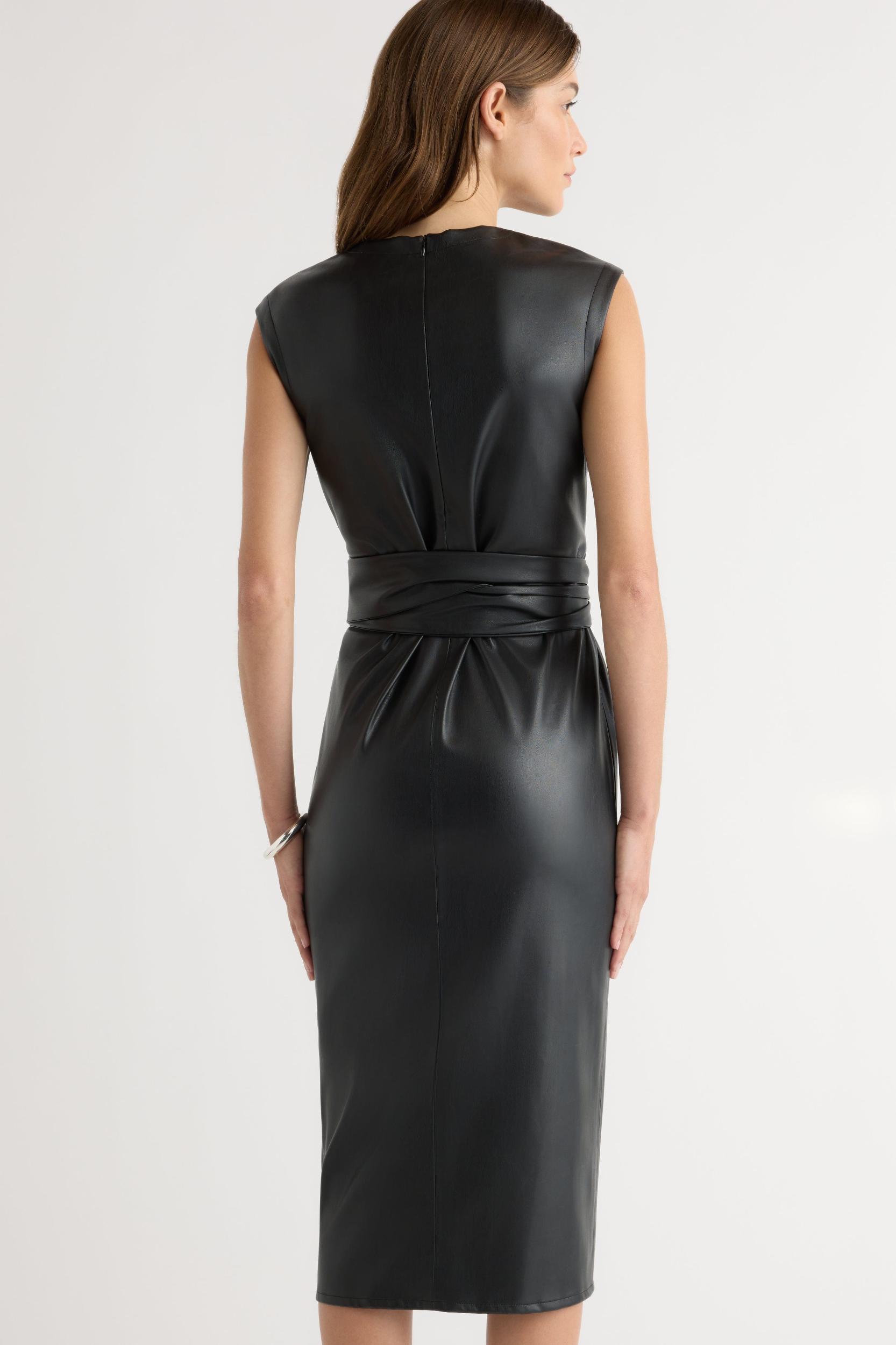 Pilar Vegan Leather Tie-Front Dress Product Image