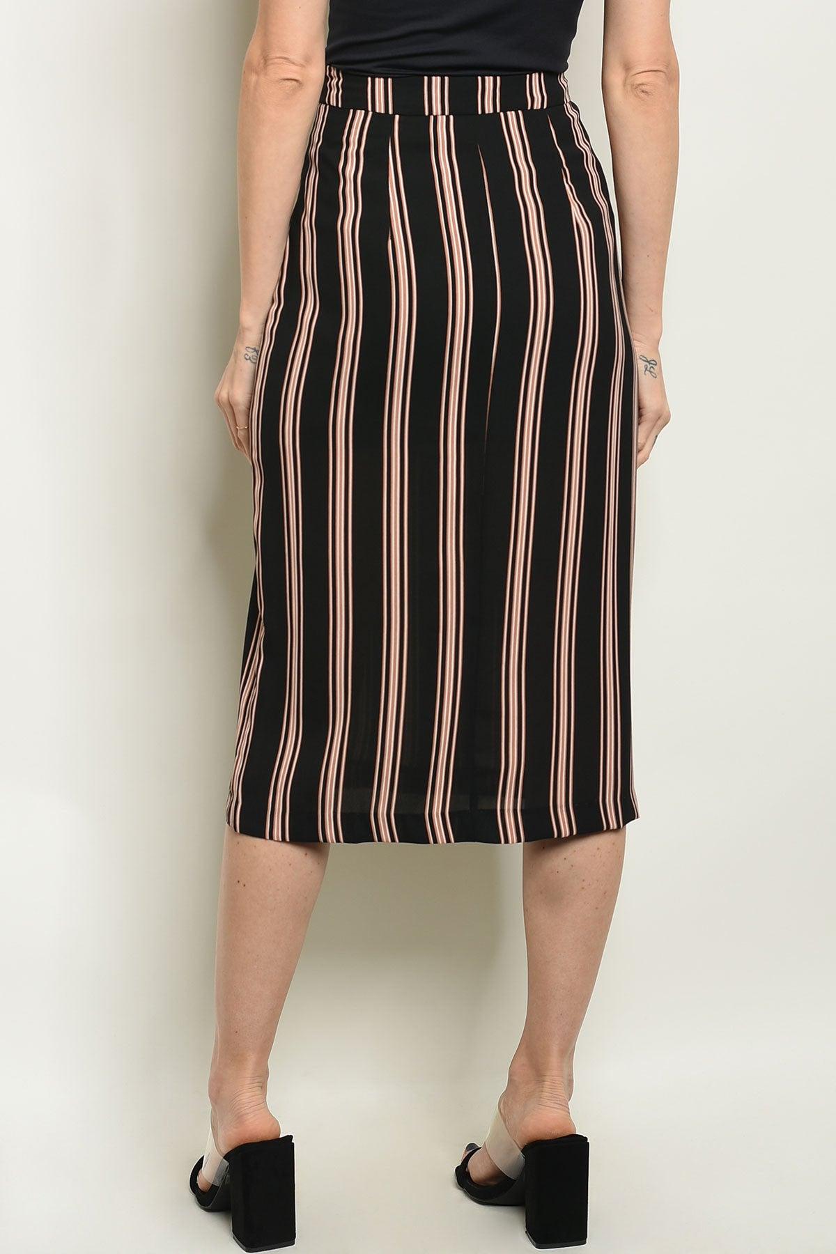 Stripes Buttons Midi Skirt Product Image