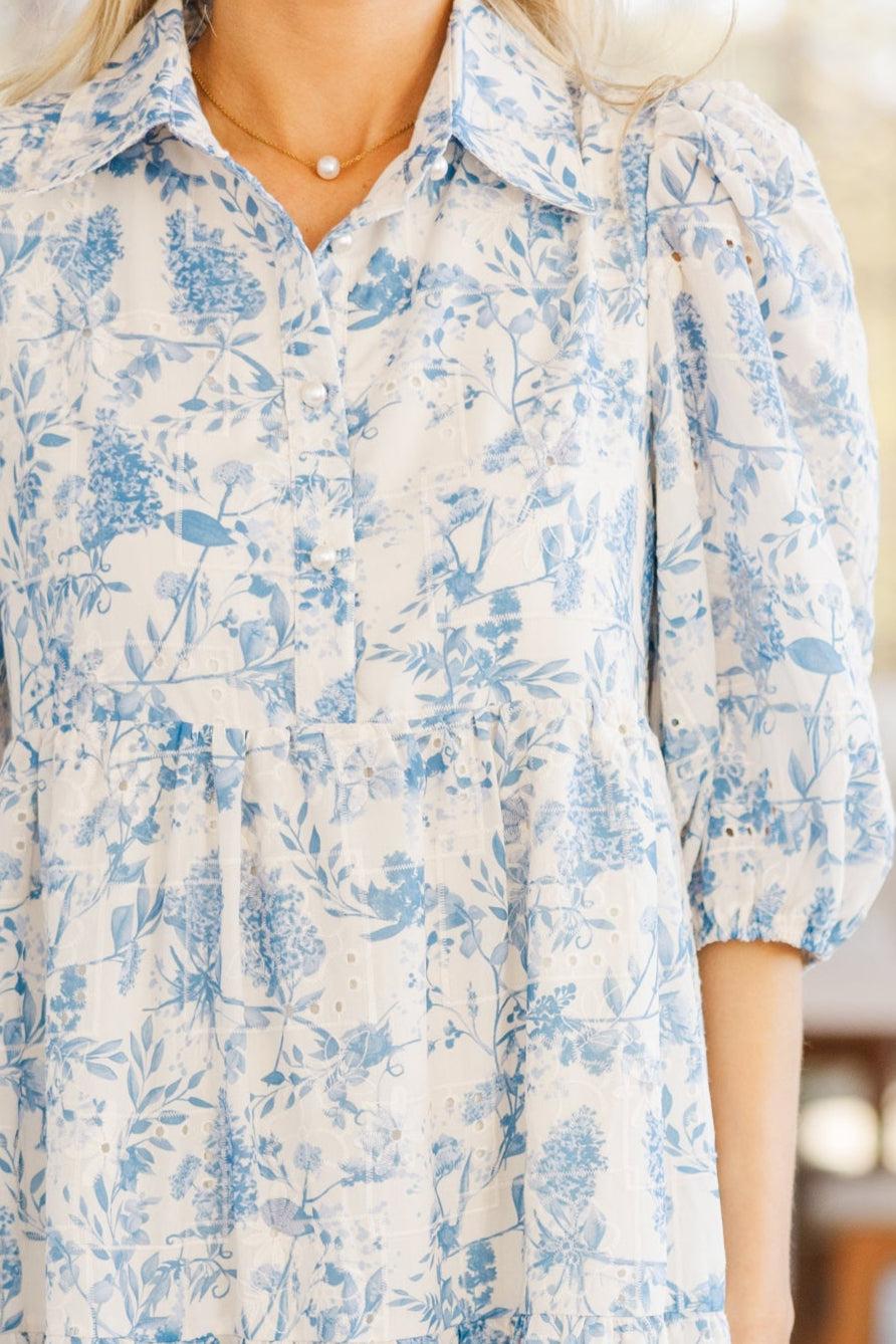 Love Found Blue Toile Midi Dress Female Product Image