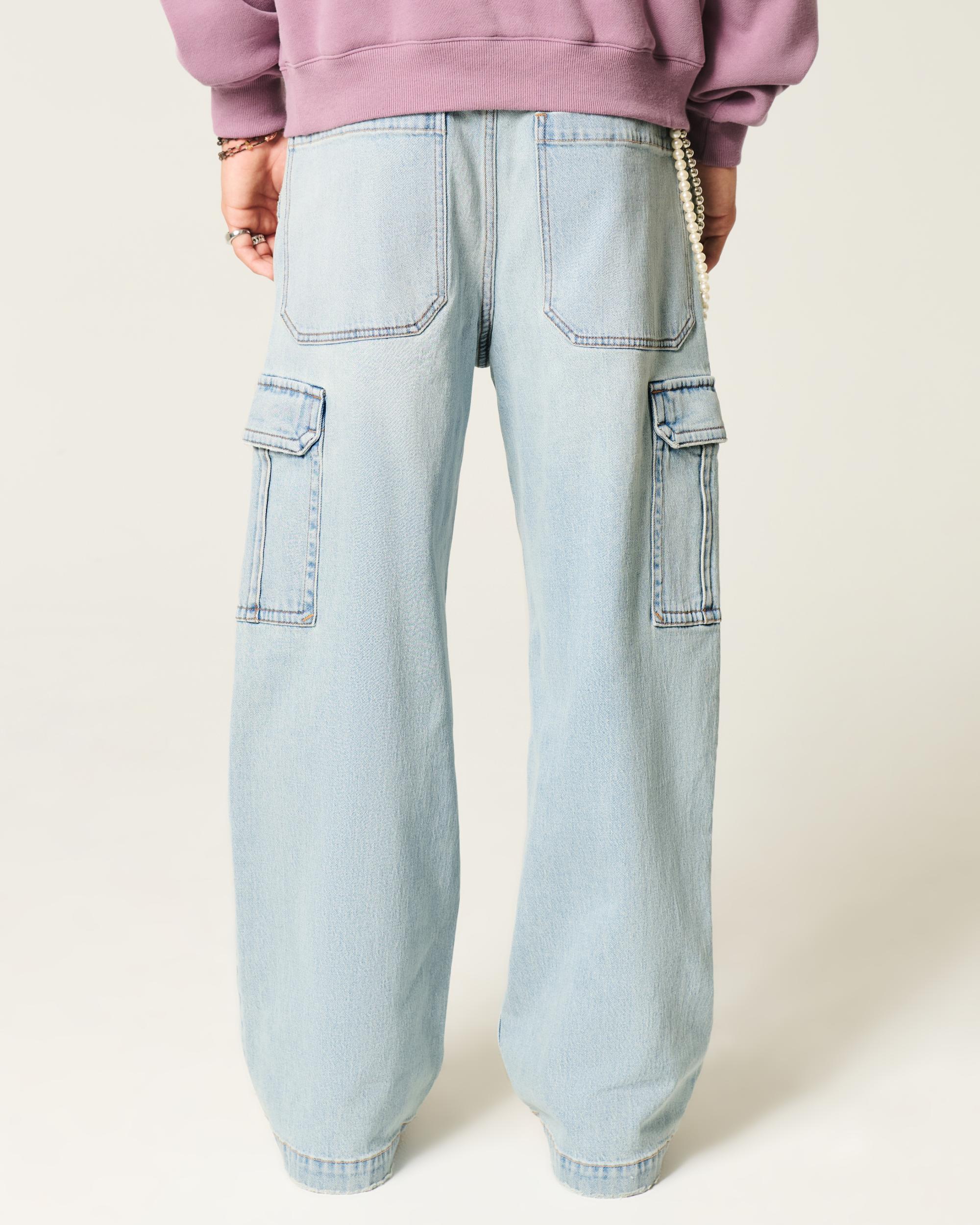 Light Wash Super Baggy Cargo Jeans Product Image