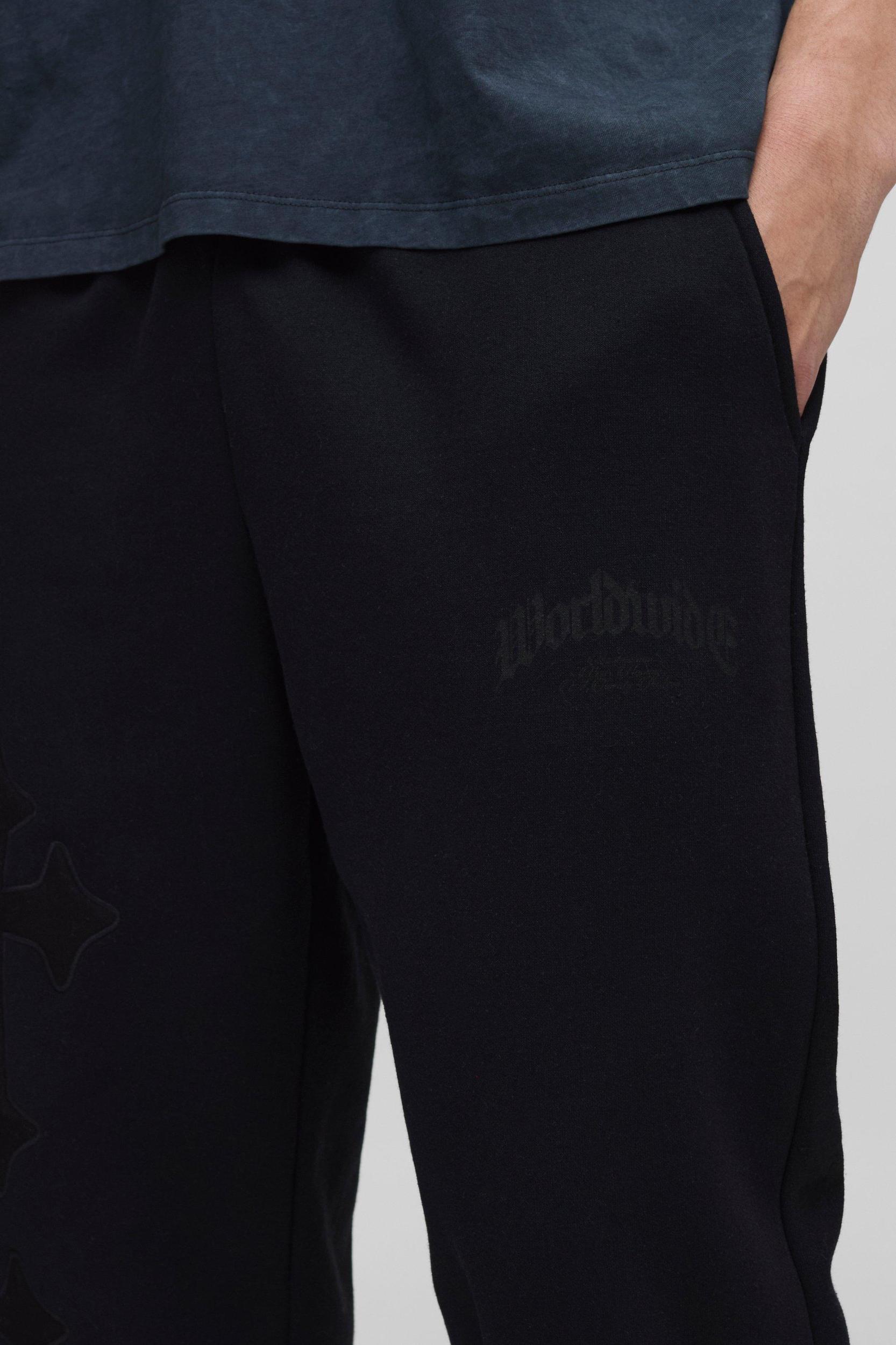Relaxed Worldwide Cross Applique Sweatpants | boohooMAN USA Product Image