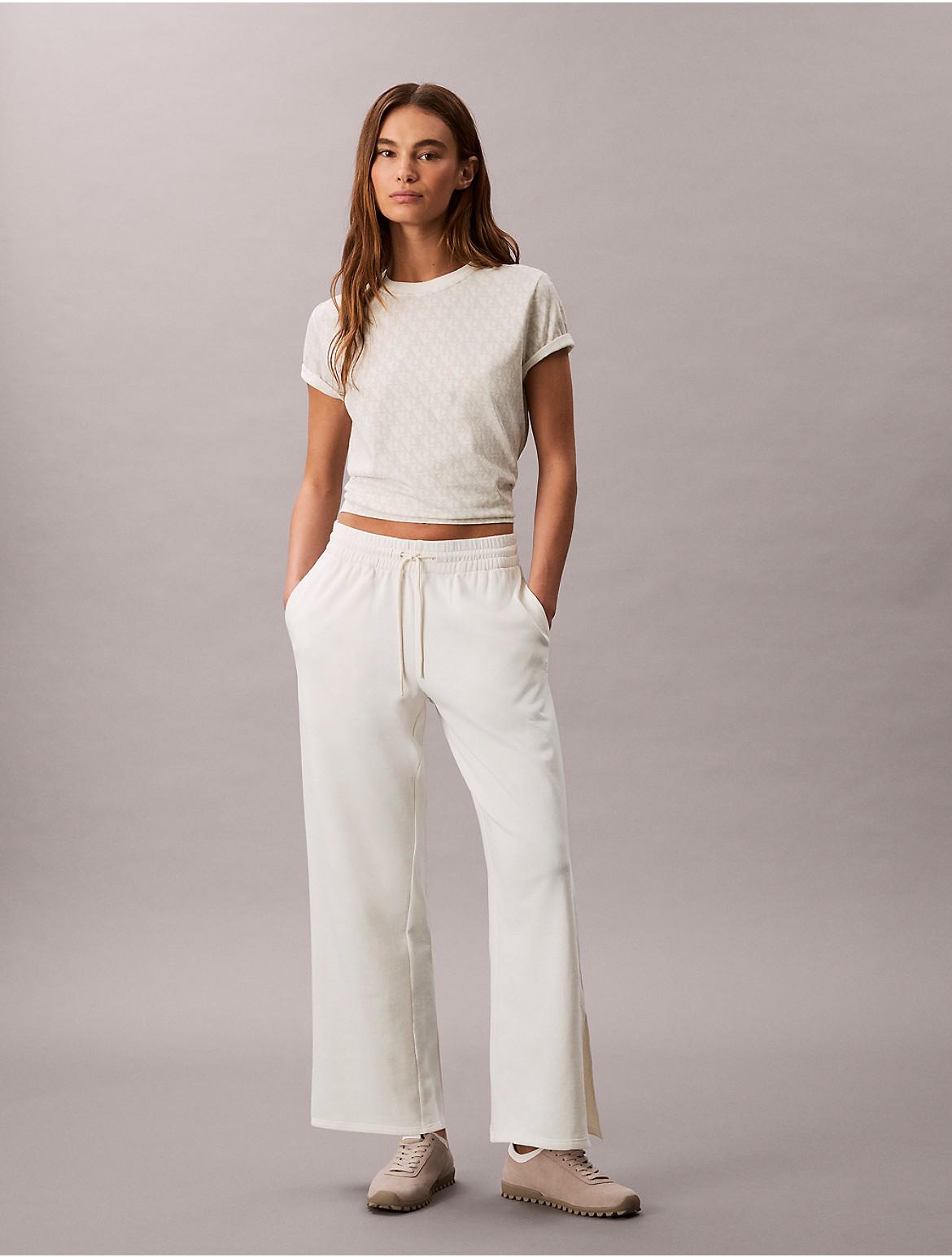 Calvin Klein Womens French Terry Wide Leg Sweatpants - White Product Image