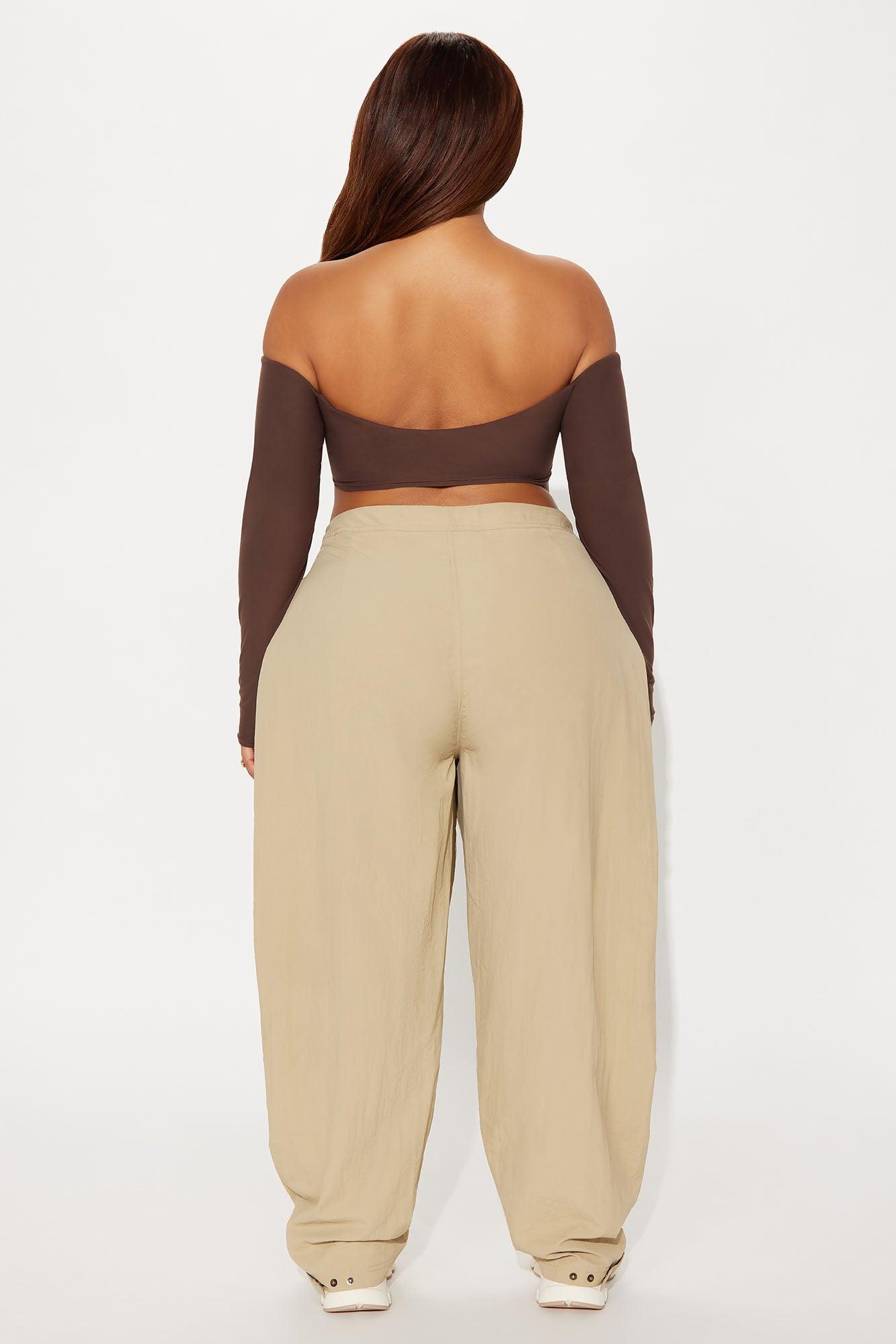 Second Skin Off Shoulder Cropped Top - Chocolate Female Product Image