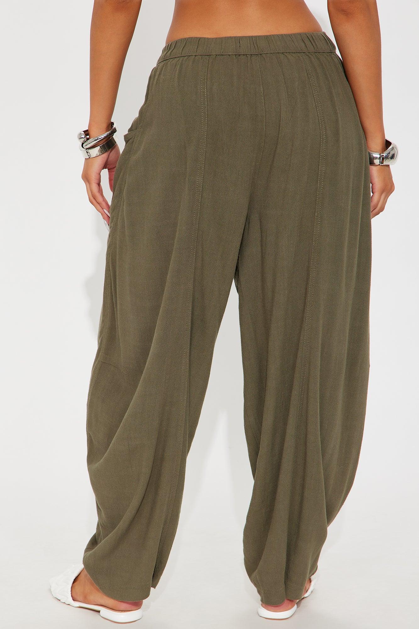 Kori Linen Baggy Fit Pant - Olive Product Image