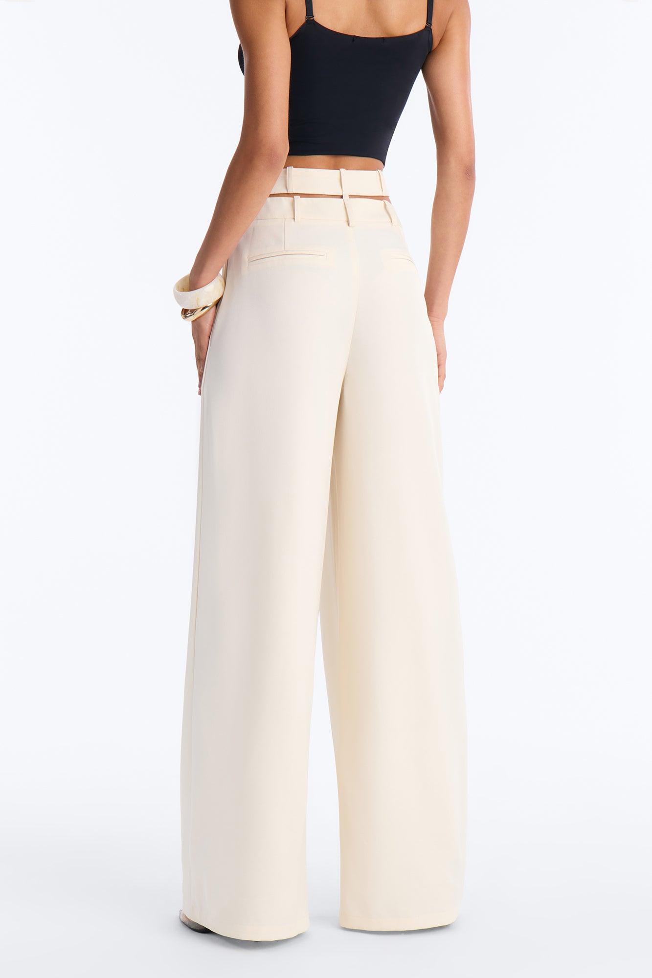 All Wrapped Up Cutout Wide Leg Trousers - Ivory Female Product Image