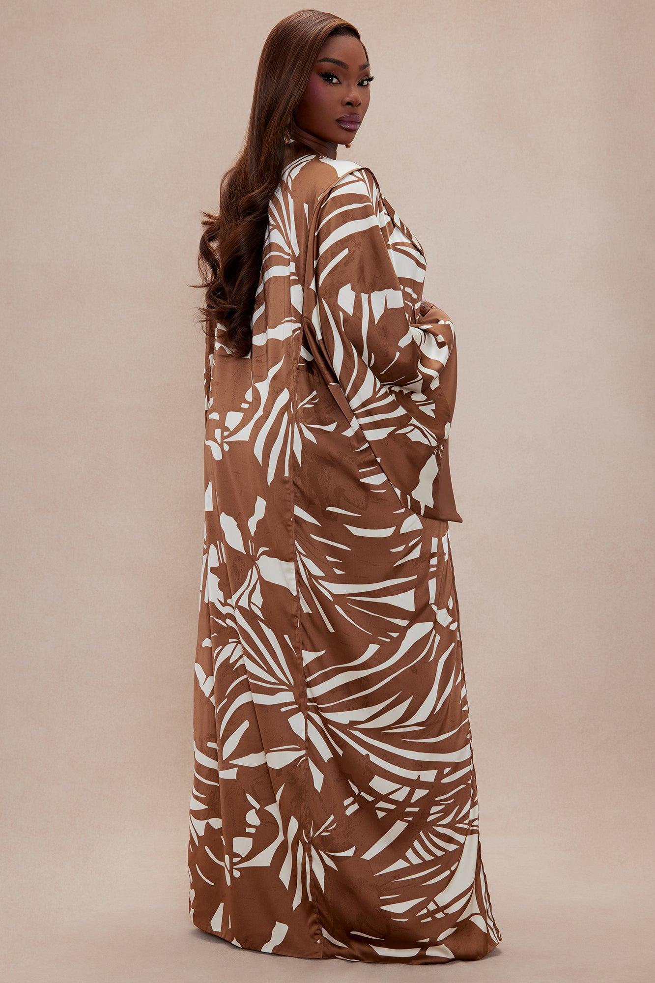 Sasha Satin Kimono - Brown/combo Product Image