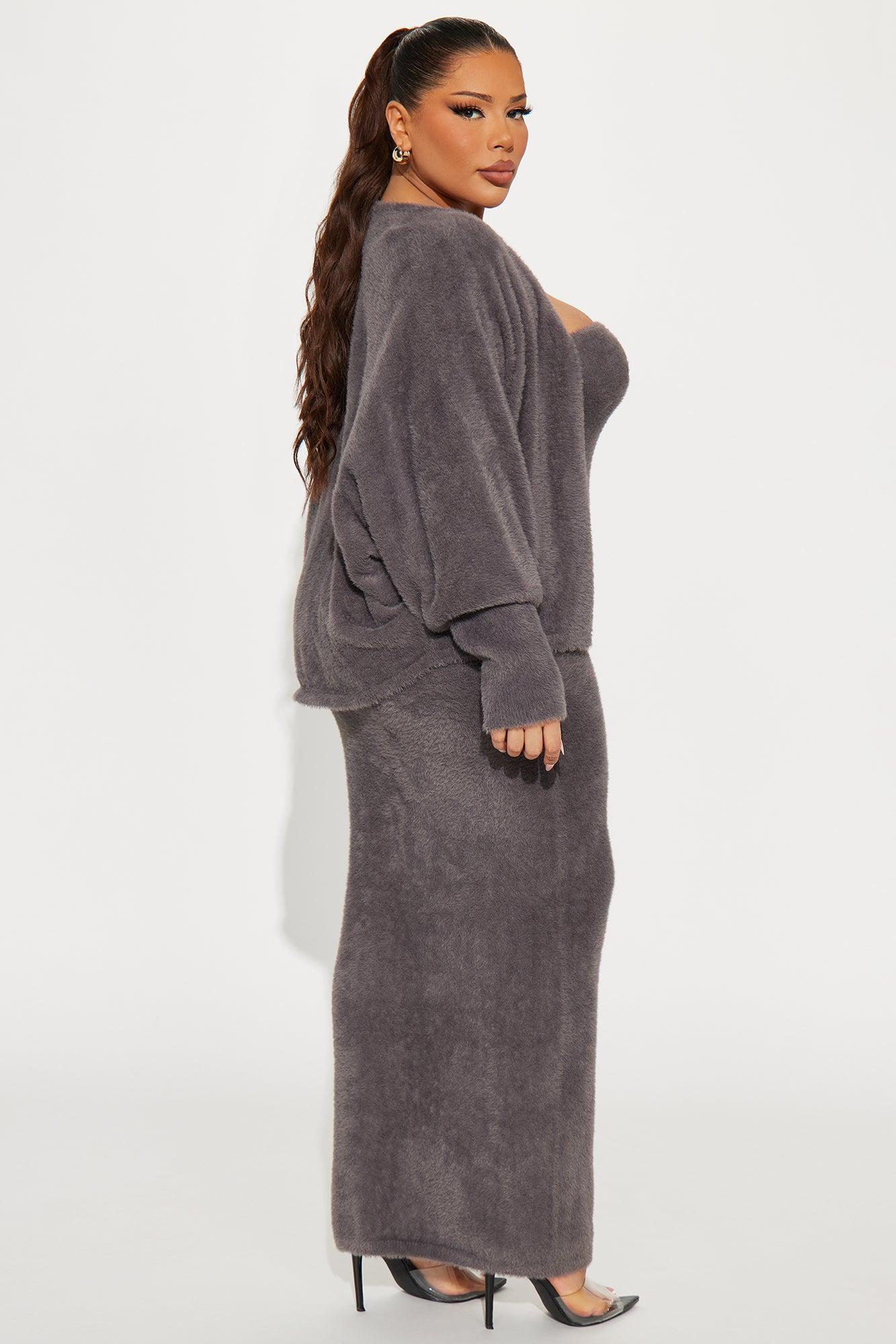 Staying Cozy Maxi Dress Set - Charcoal Female Product Image