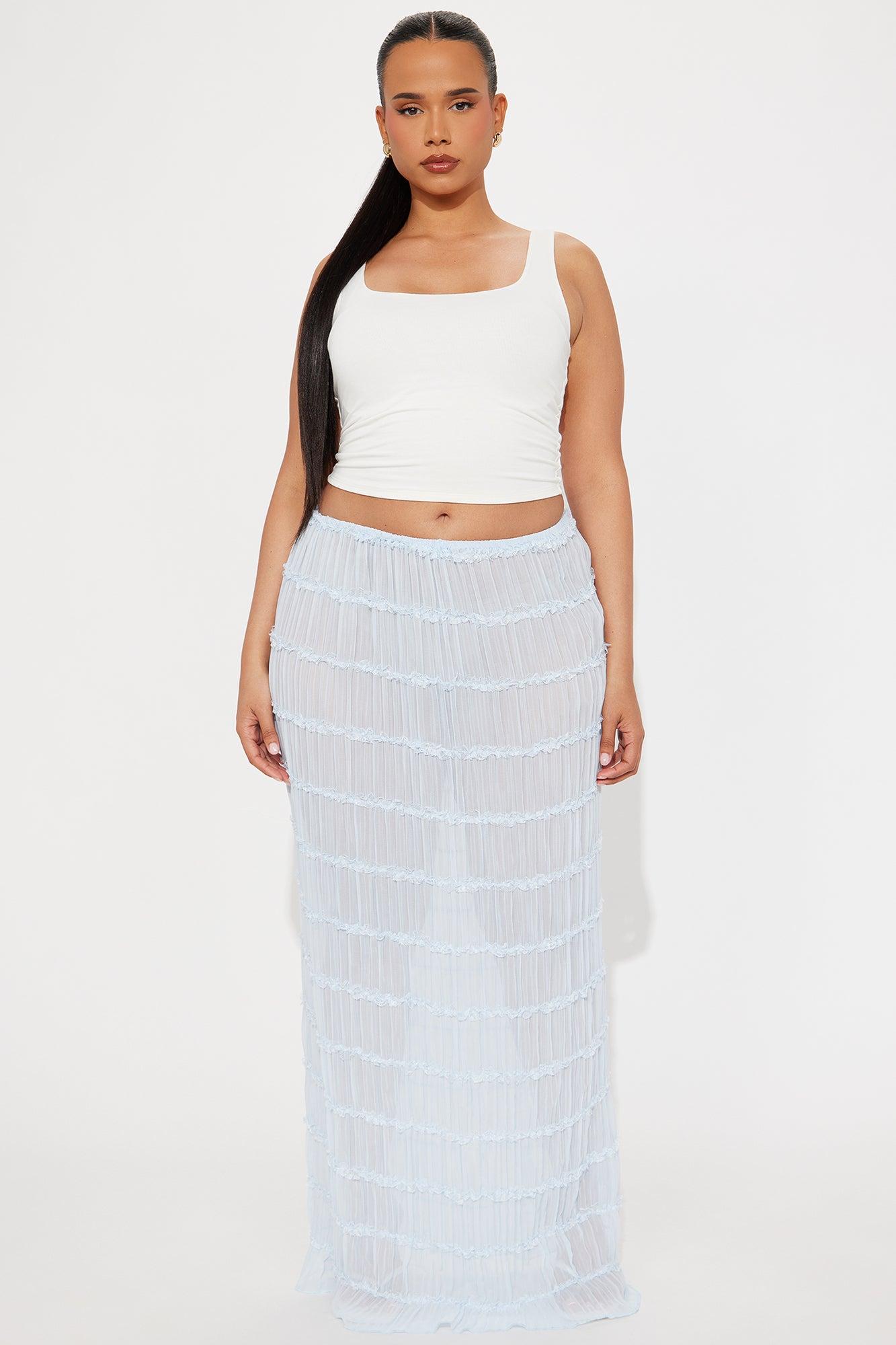 Delilah Tiered Sheer Maxi Skirt - Light Blue Product Image