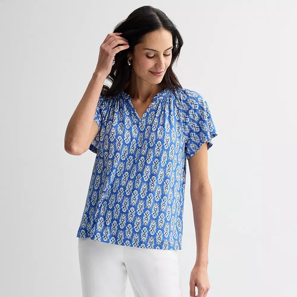 Women's Croft & Barrow® Smocked Raglan Top,  Product Image