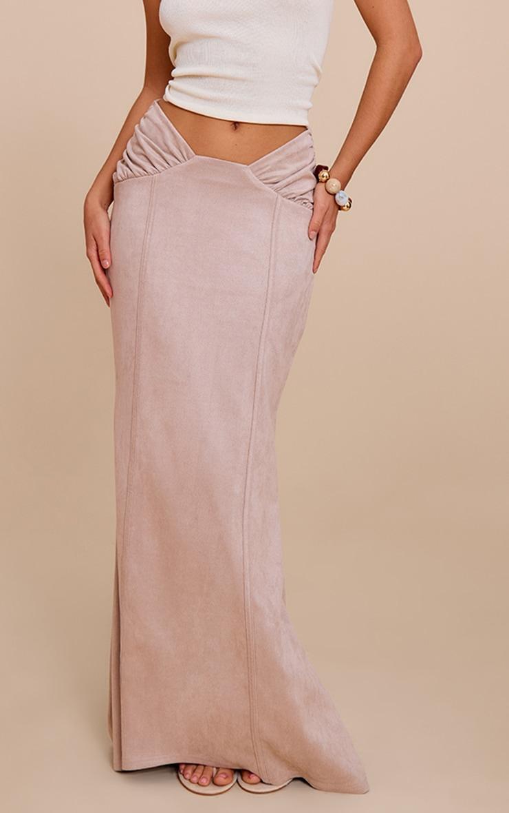 Stone Woven Ruched Waist Detail Maxi Skirt Product Image