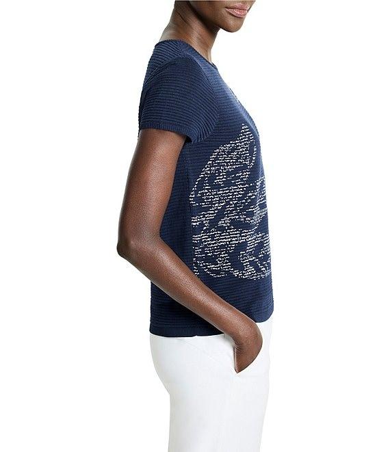 NIC + ZOE Midnight Garden Ottoman Stripe Knit Round Neck Short Sleeve Tee Product Image