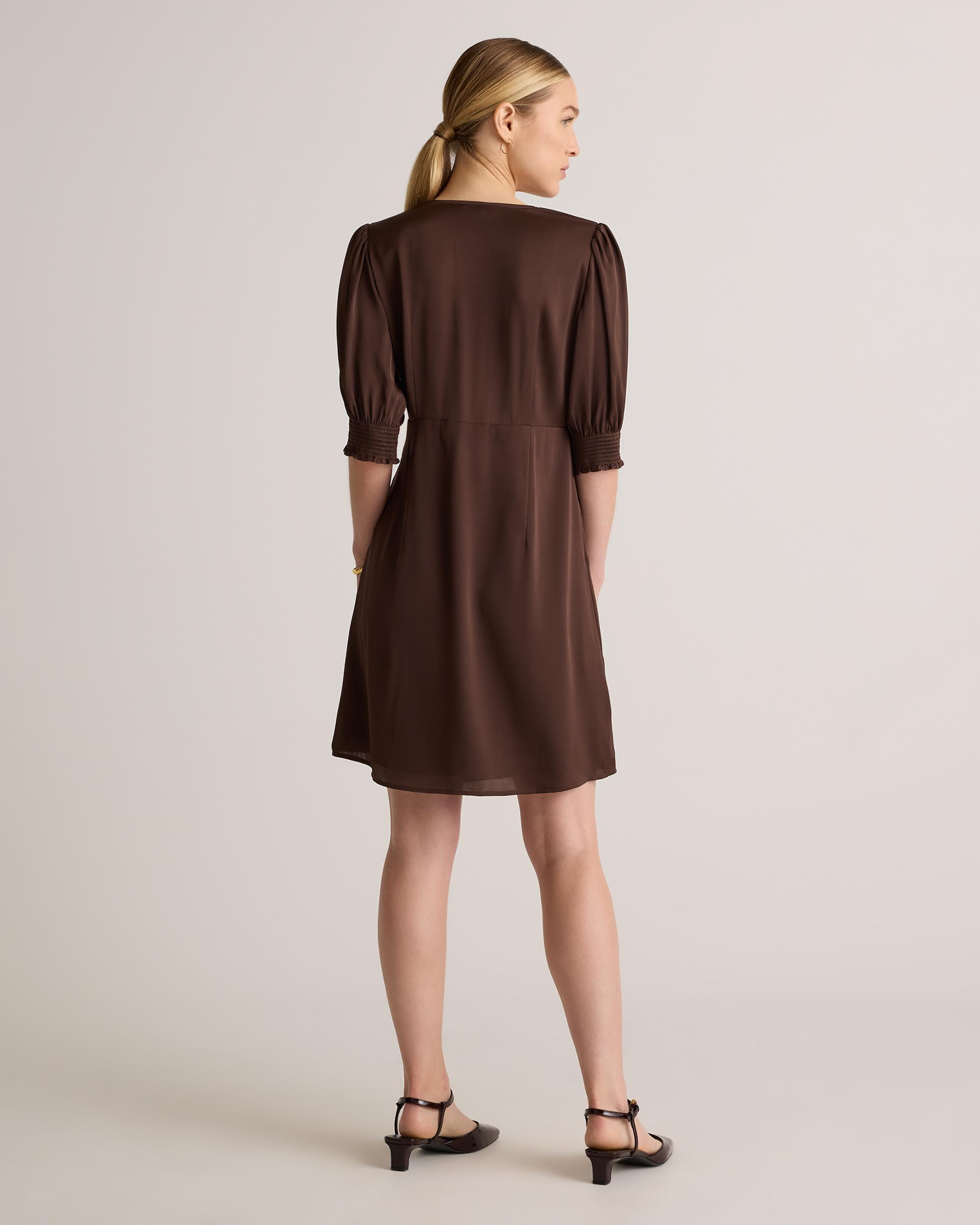 Quince | Women's Washable Stretch Silk Puff Sleeve Mini Dress Mulberry Silk Product Image