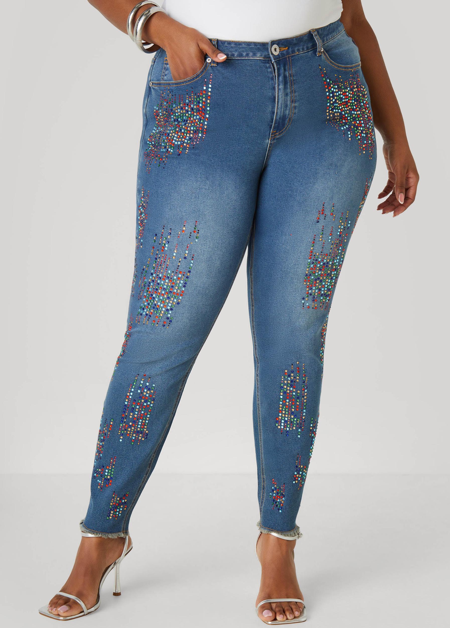 Plus Size Crystal Skinny Jeans Ashley Stewart Product Image