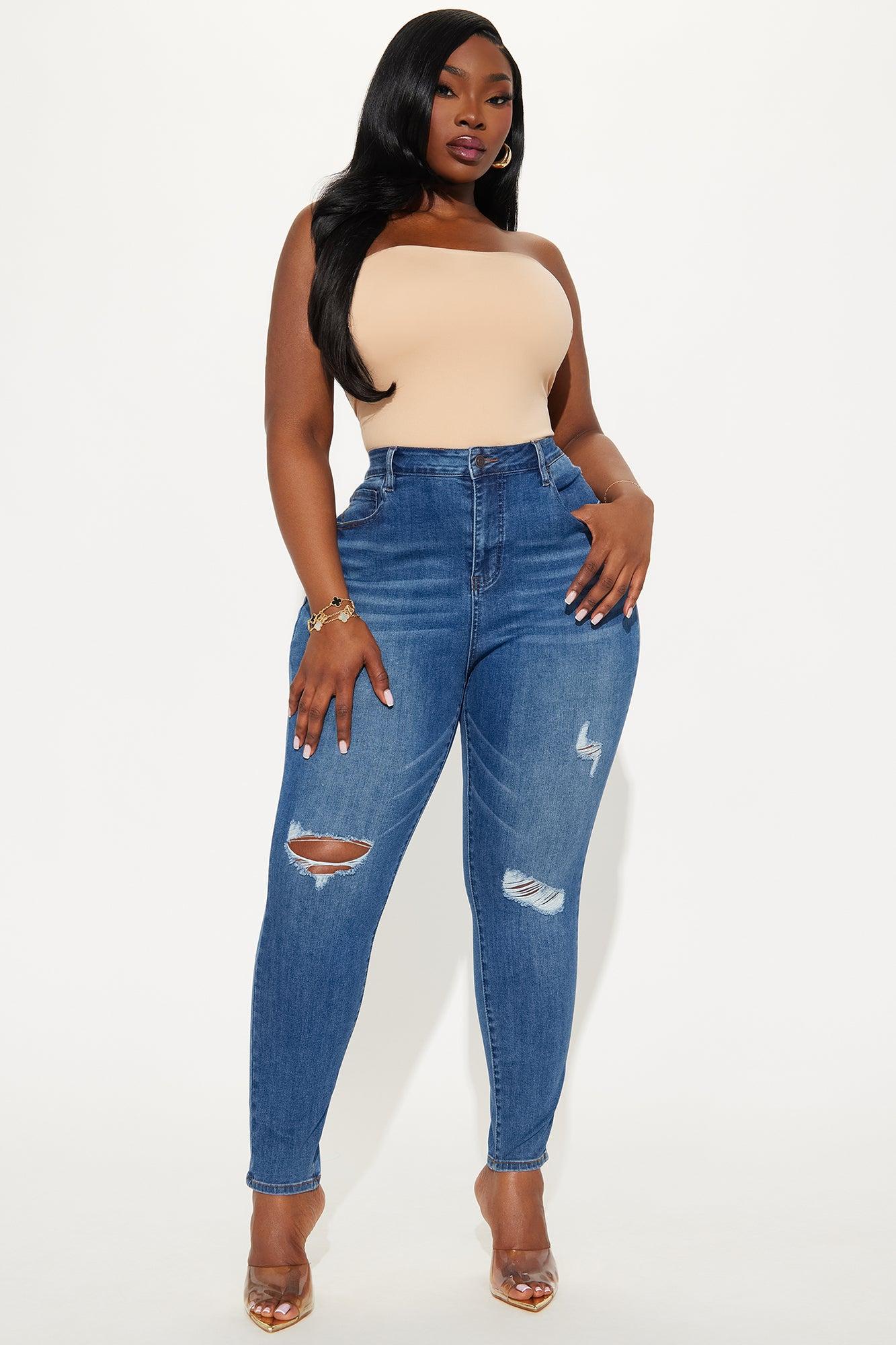 Higher Frequency Stretch Ripped Skinny Jeans - Medium Wash Product Image