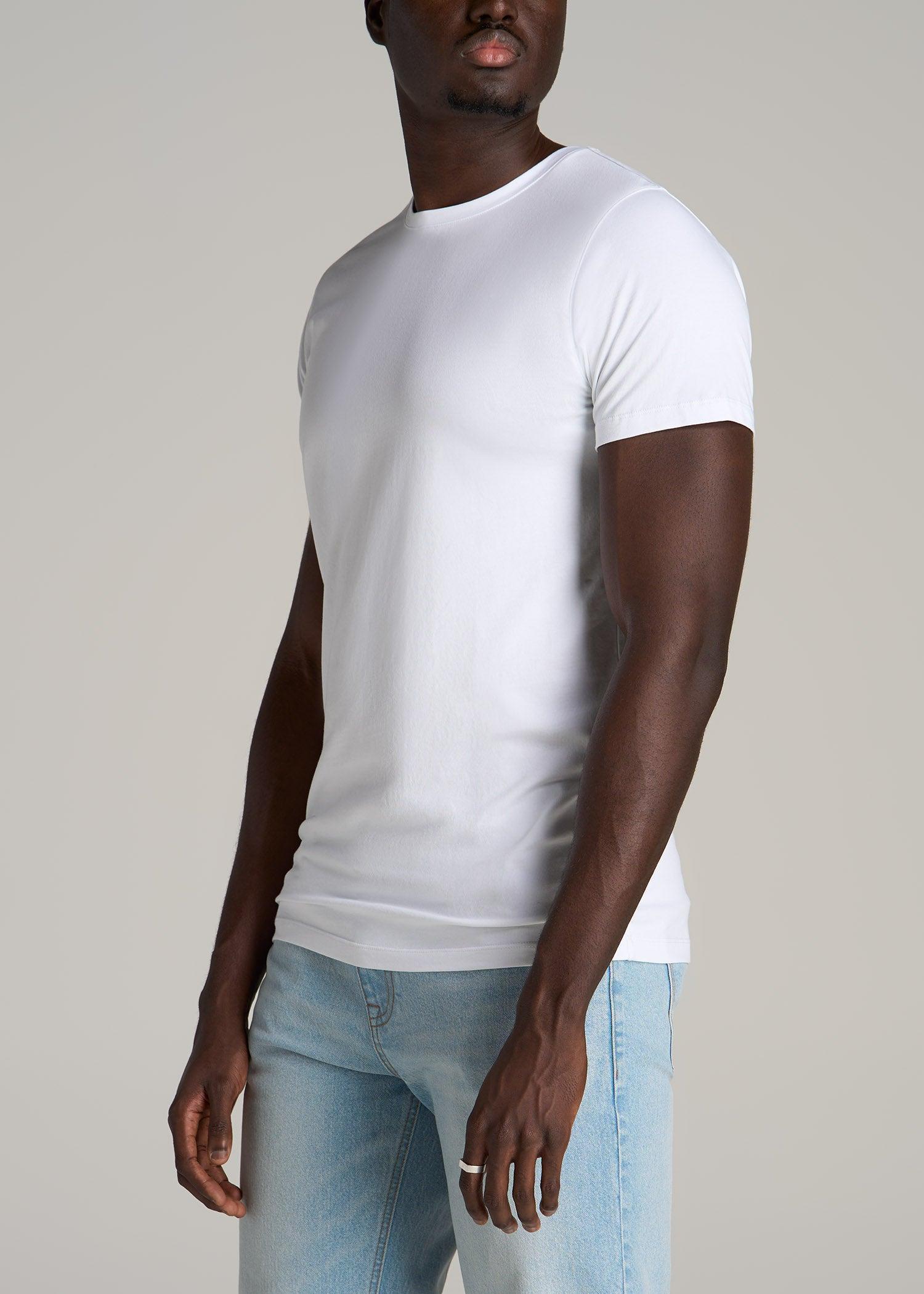 The Essential MODERN-FIT Crewneck Tee for Tall Men in White Male Product Image
