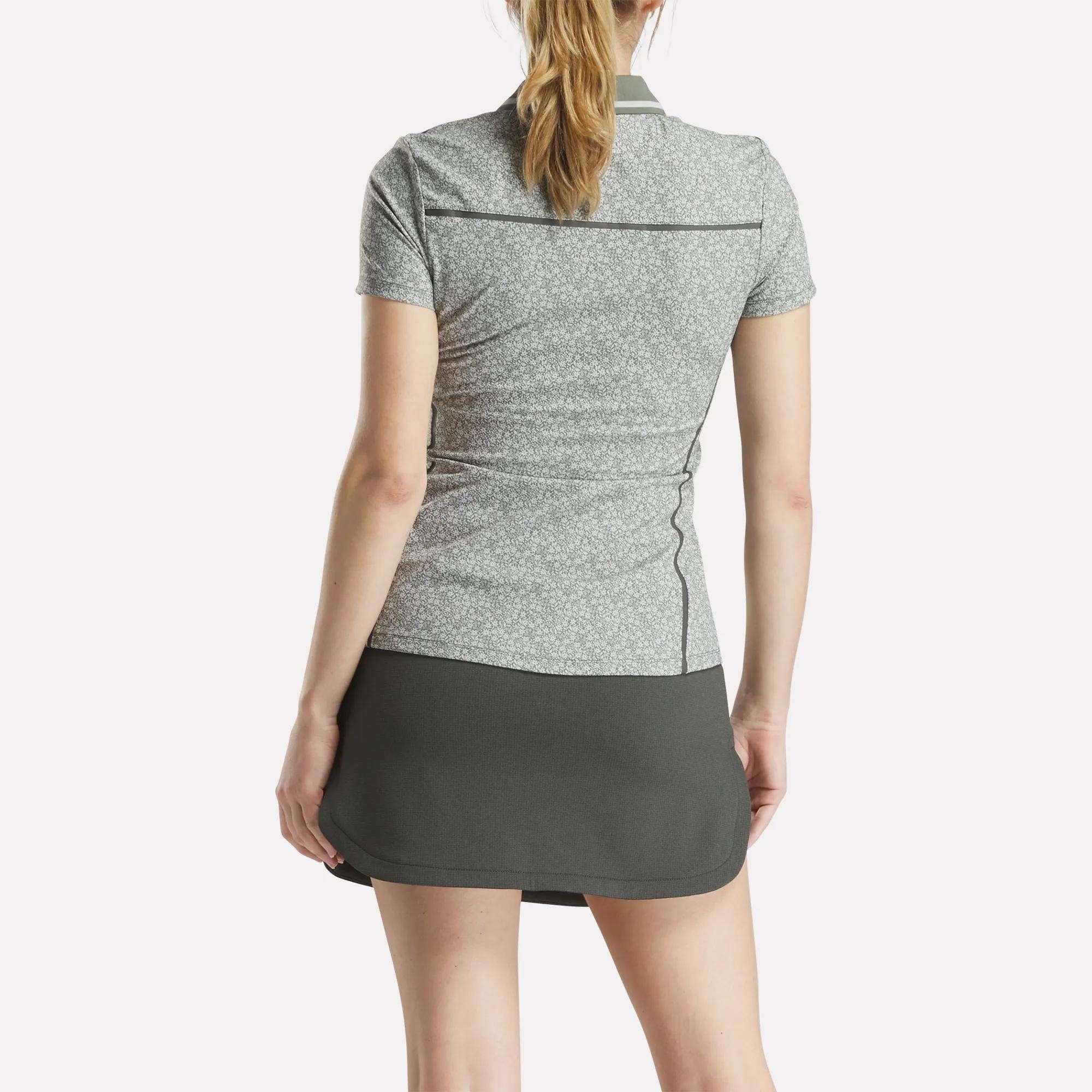 Women's Cap Sleeve Johnny Collar Micro Floral Polo Shirt Female Product Image