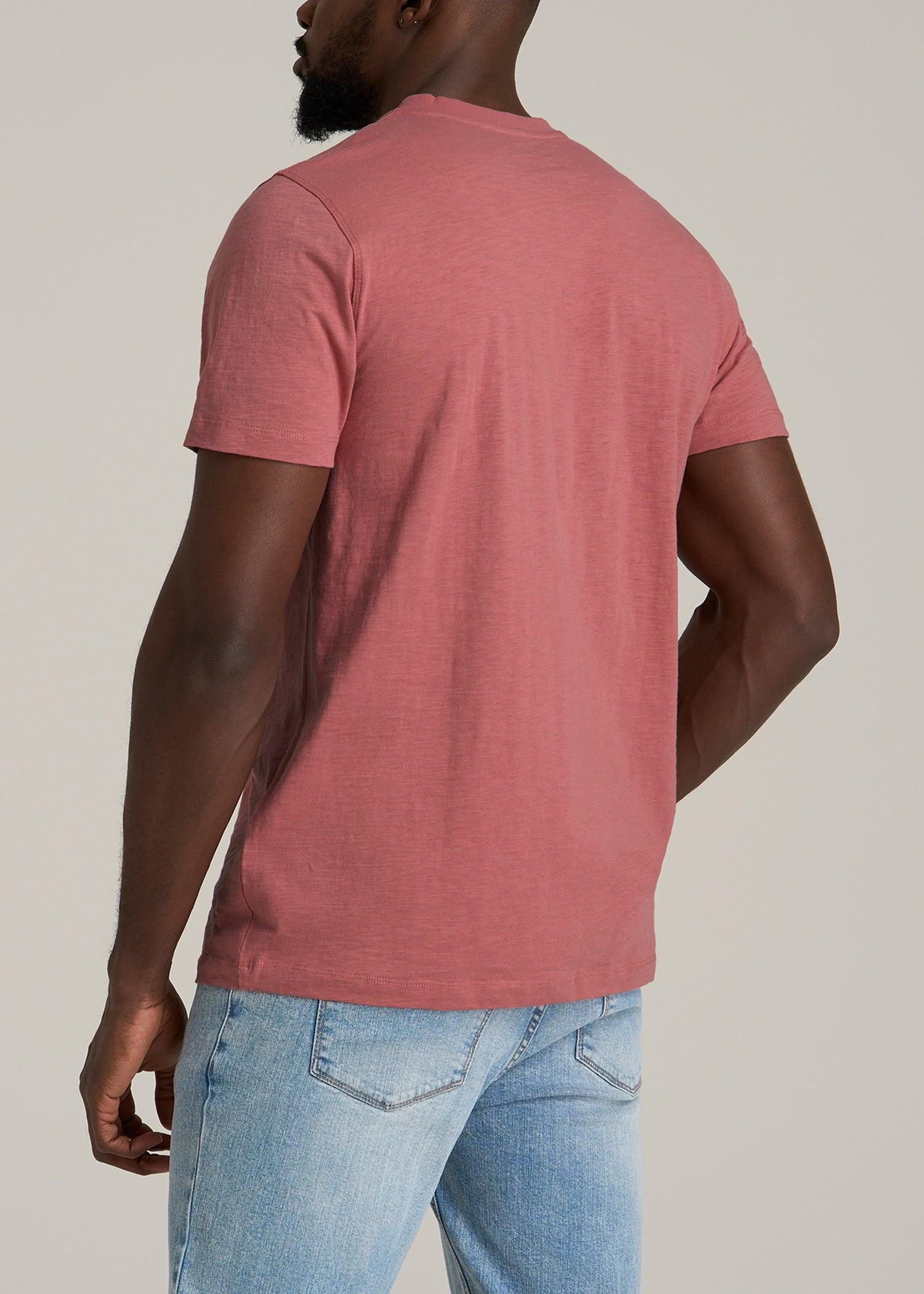 Sunwashed Short Sleeve Slub Henley for Tall Men in Dusty Cedar Male Product Image