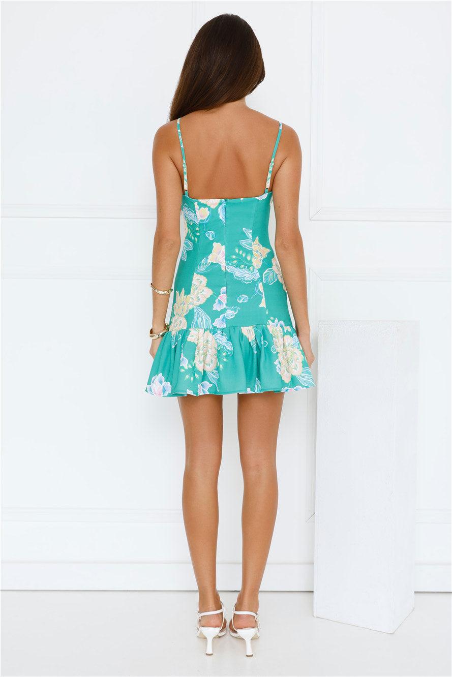 Flirty Sparks Mini Dress Green Product Image