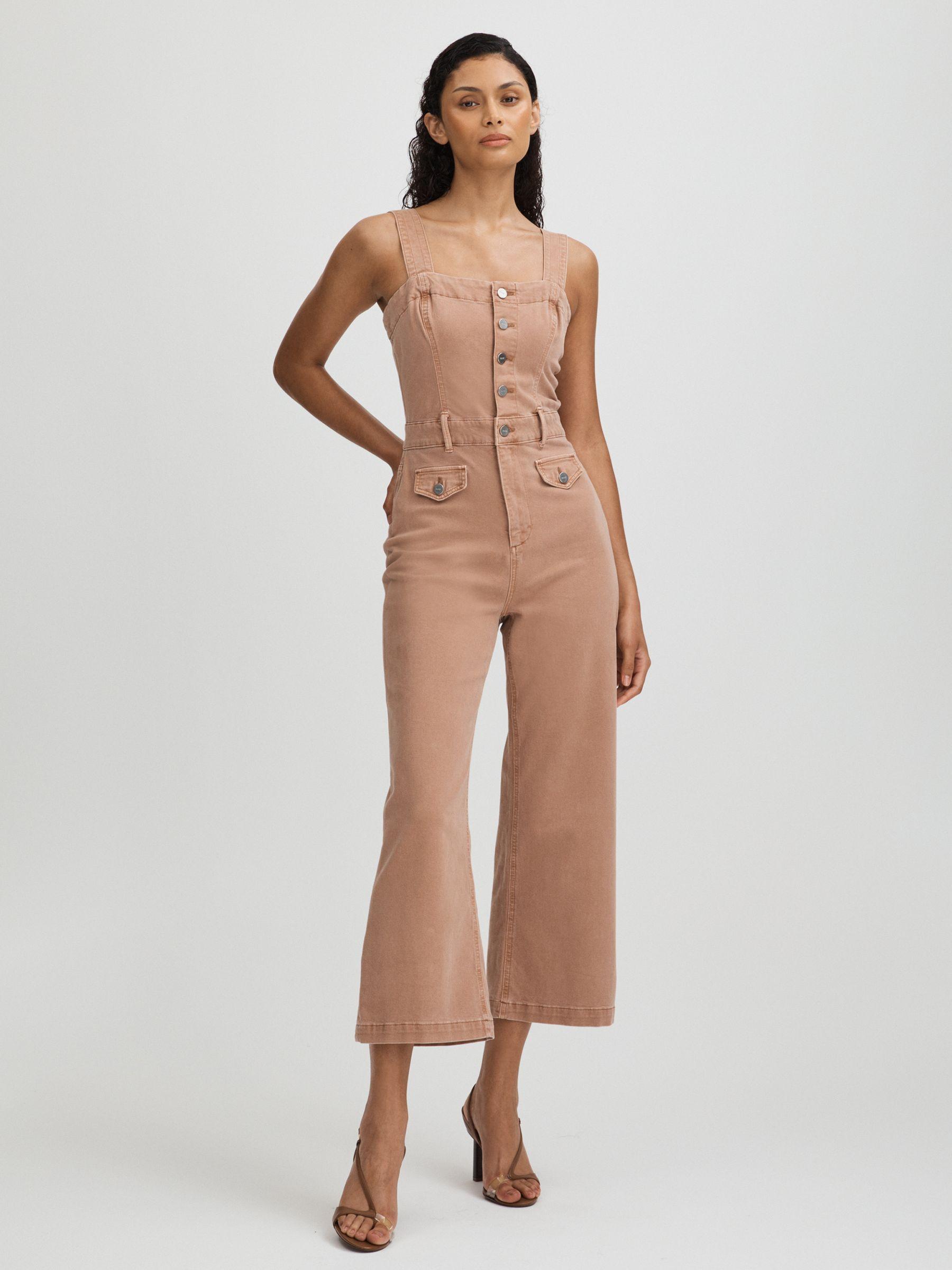 Anessa Rose Paige Rose Cropped Denim Wide Leg Jumpsuit Product Image