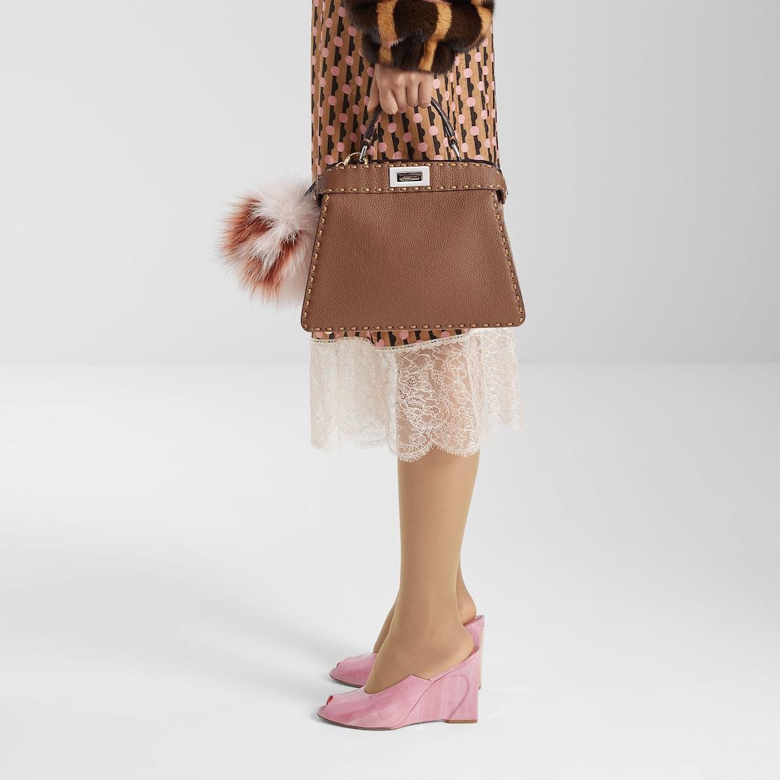 Peekaboo ISeeU SmallMulticolor sage Selleria bag with 556 hand-sewn topstitches Product Image