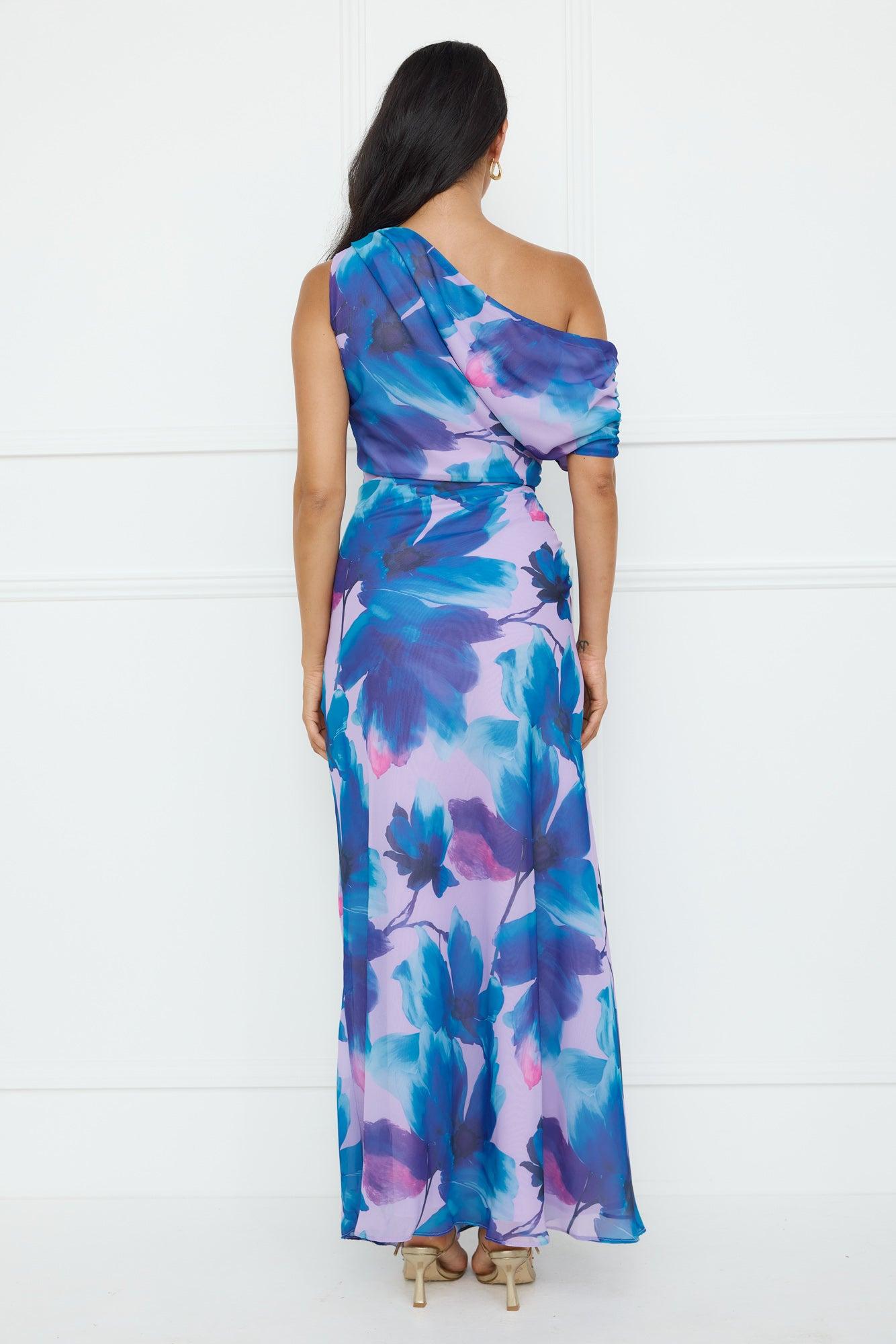Indigo Light Off Shoulder Maxi Dress Lilac Product Image