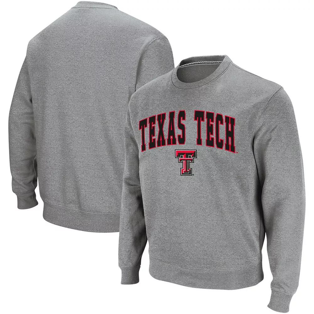 Men's Colosseum Heather Gray Texas Tech Red Raiders Arch & Logo Crew Neck Sweatshirt,  Product Image
