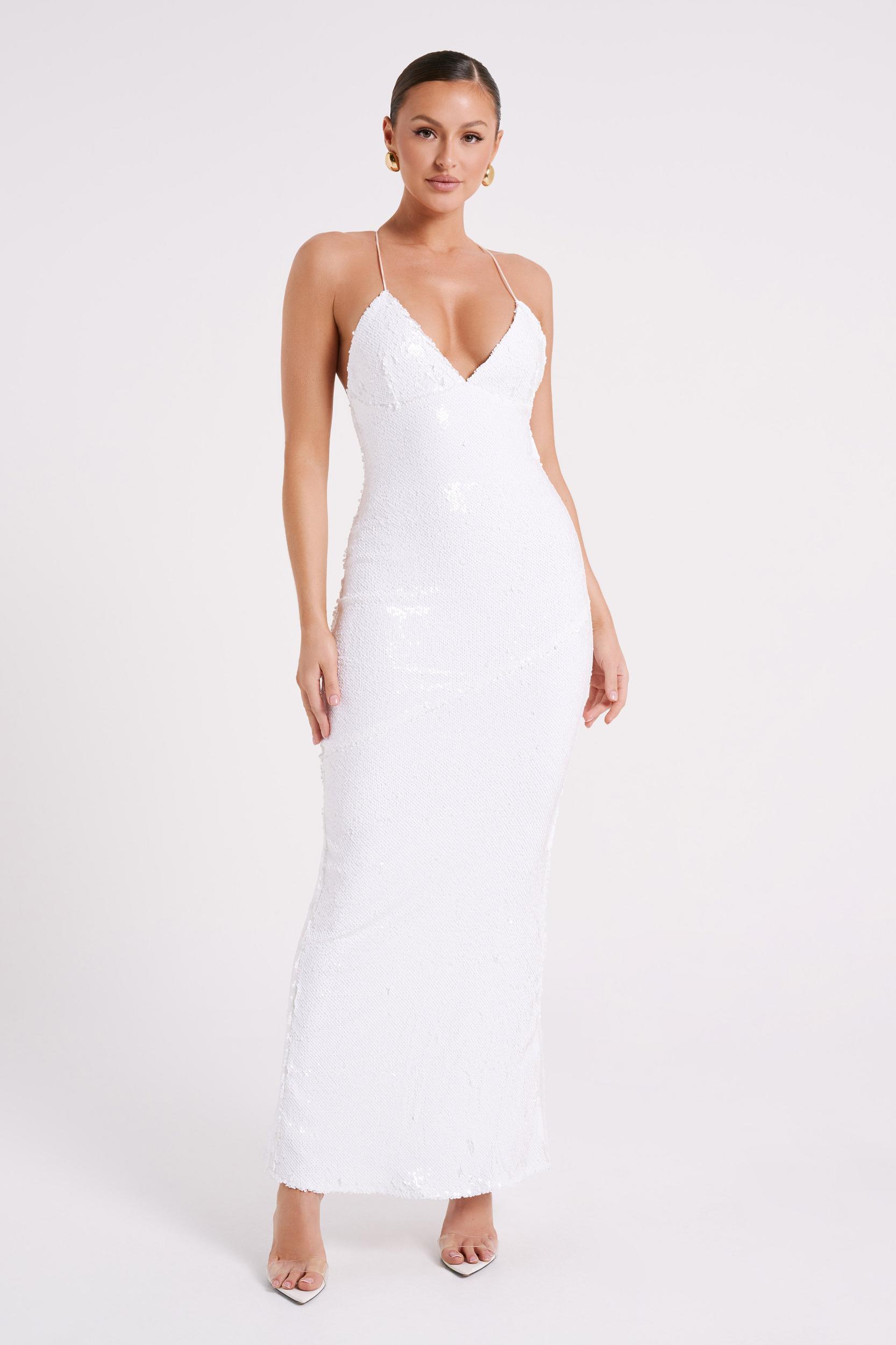 Gracie Sequin Maxi Dress - White Product Image