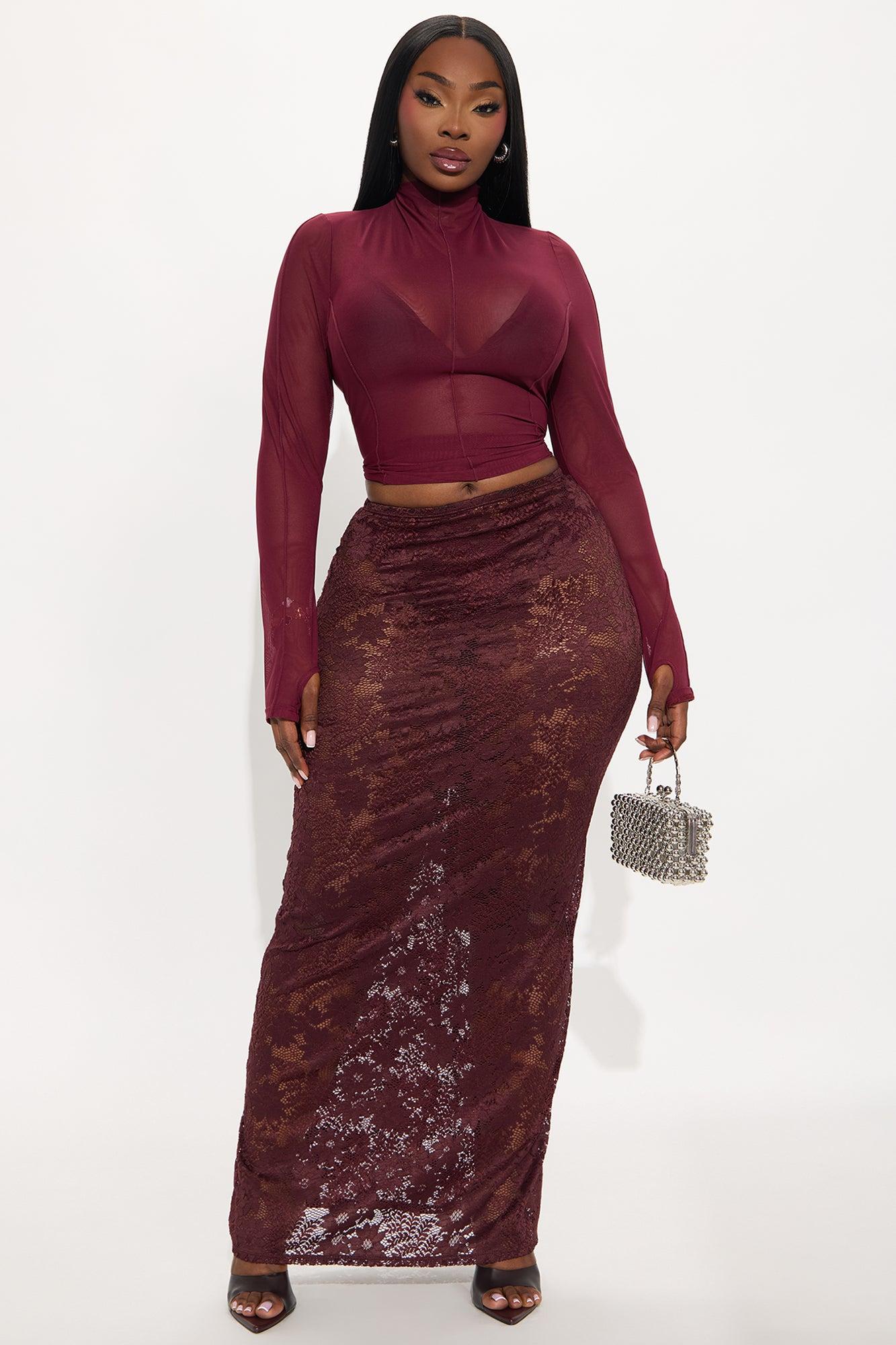 Lost In Lace Sheer Maxi Skirt - Chocolate Female Product Image