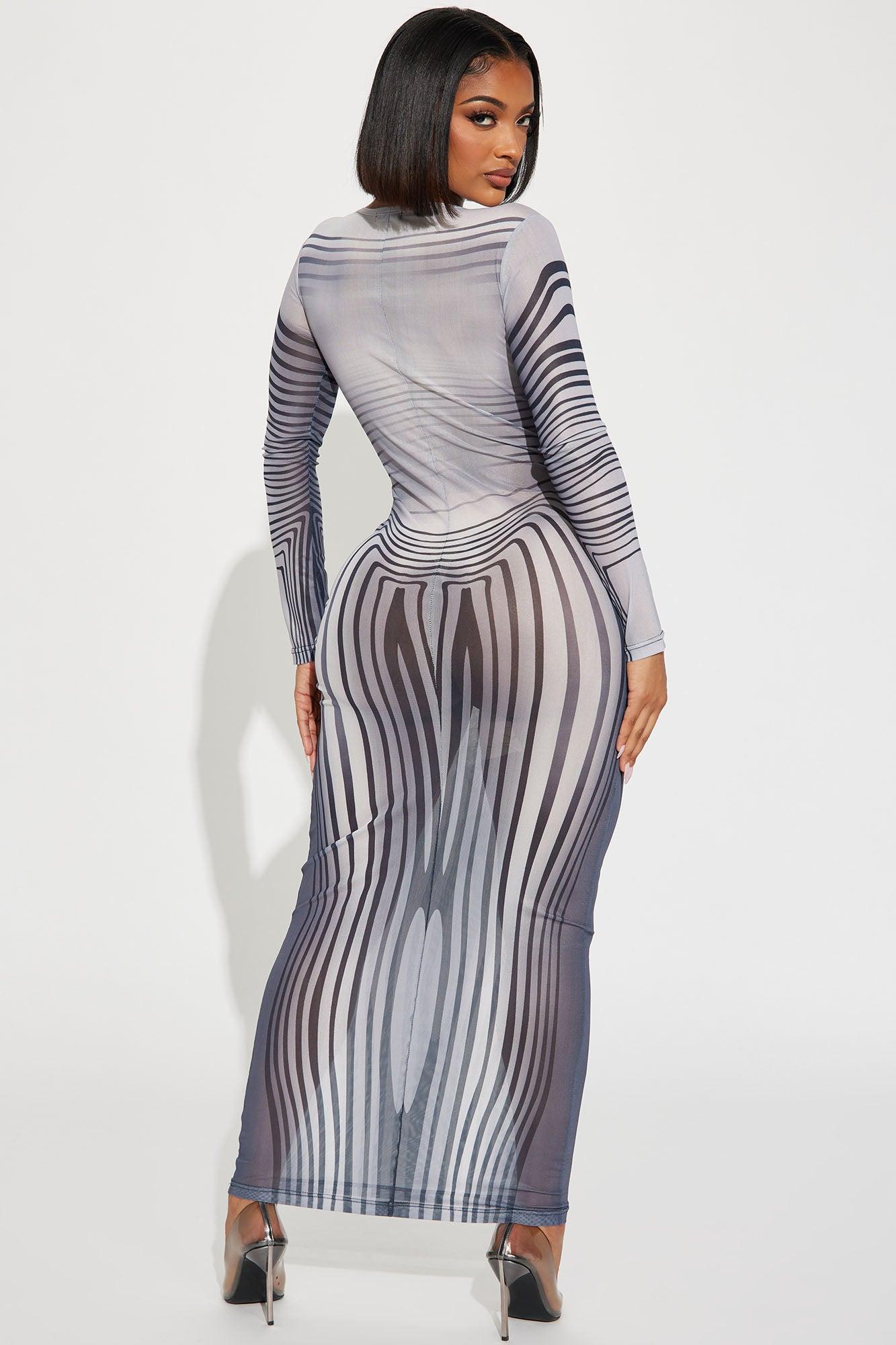 Masterpiece Mesh Maxi Dress - Grey/combo Product Image