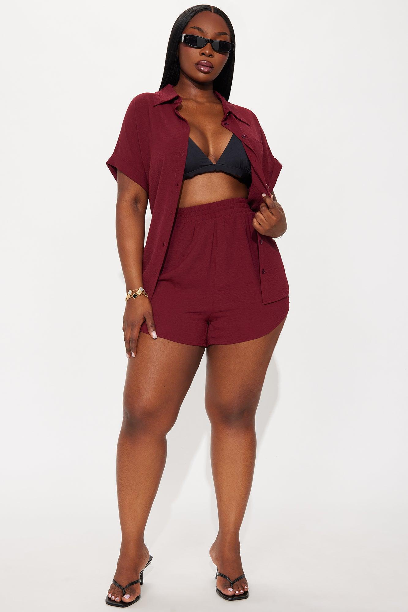 Hot Summer Short Set - Burgundy Female Product Image