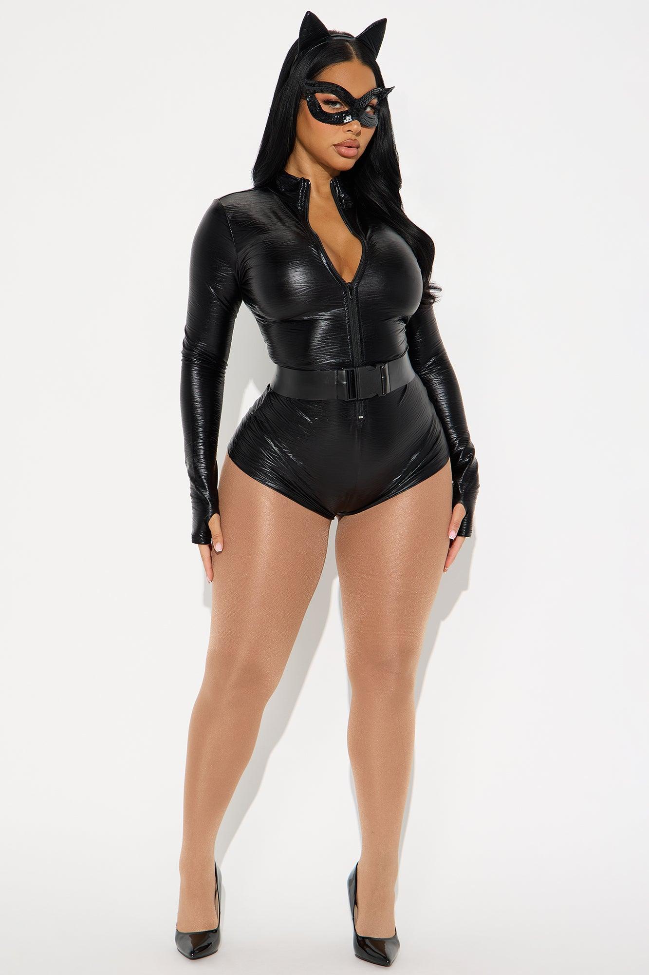 Night Stalker Cat 4 Piece Costume Set - Black Female Product Image